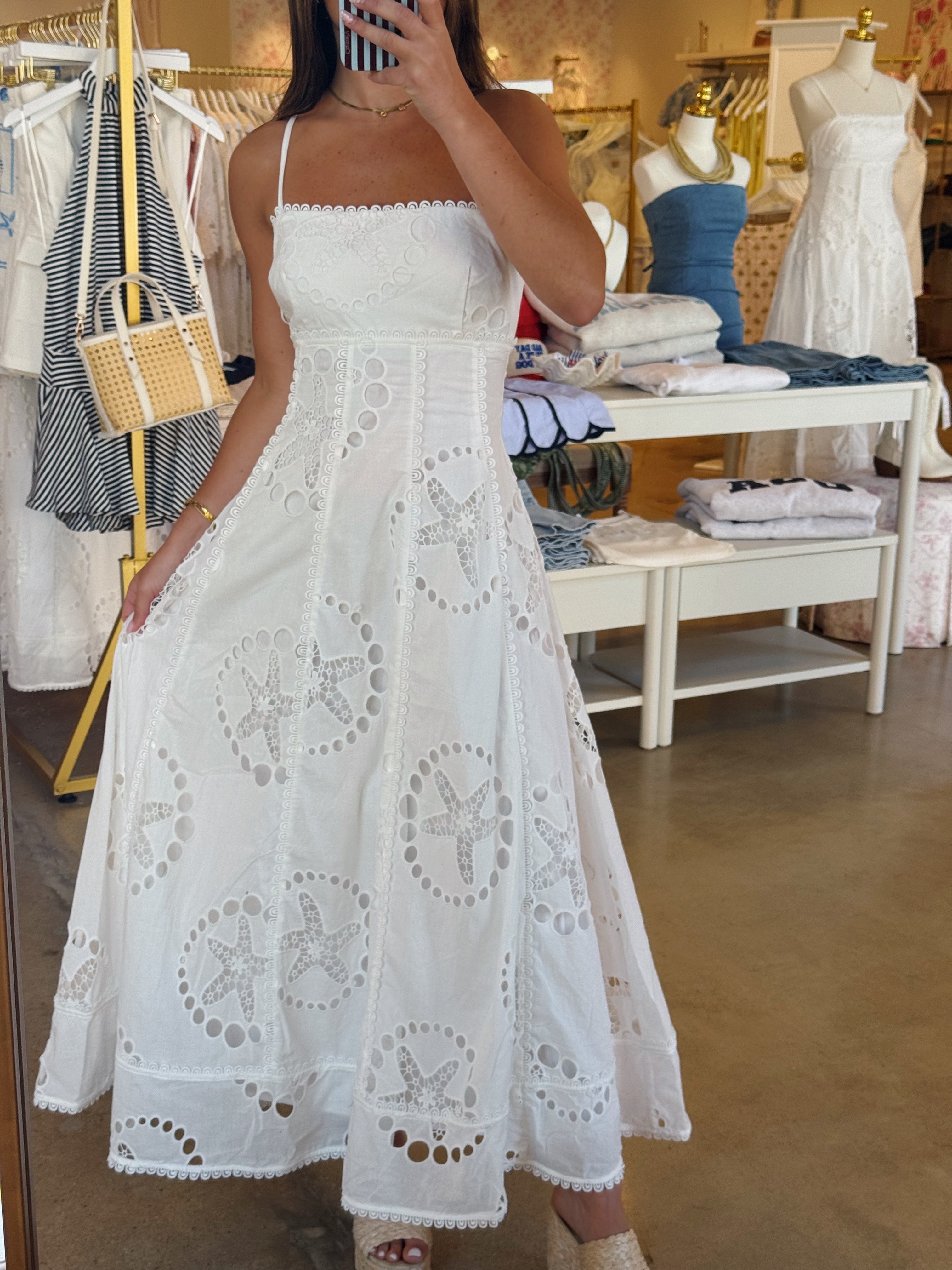 Frannie Eyelet Maxi Dress - White