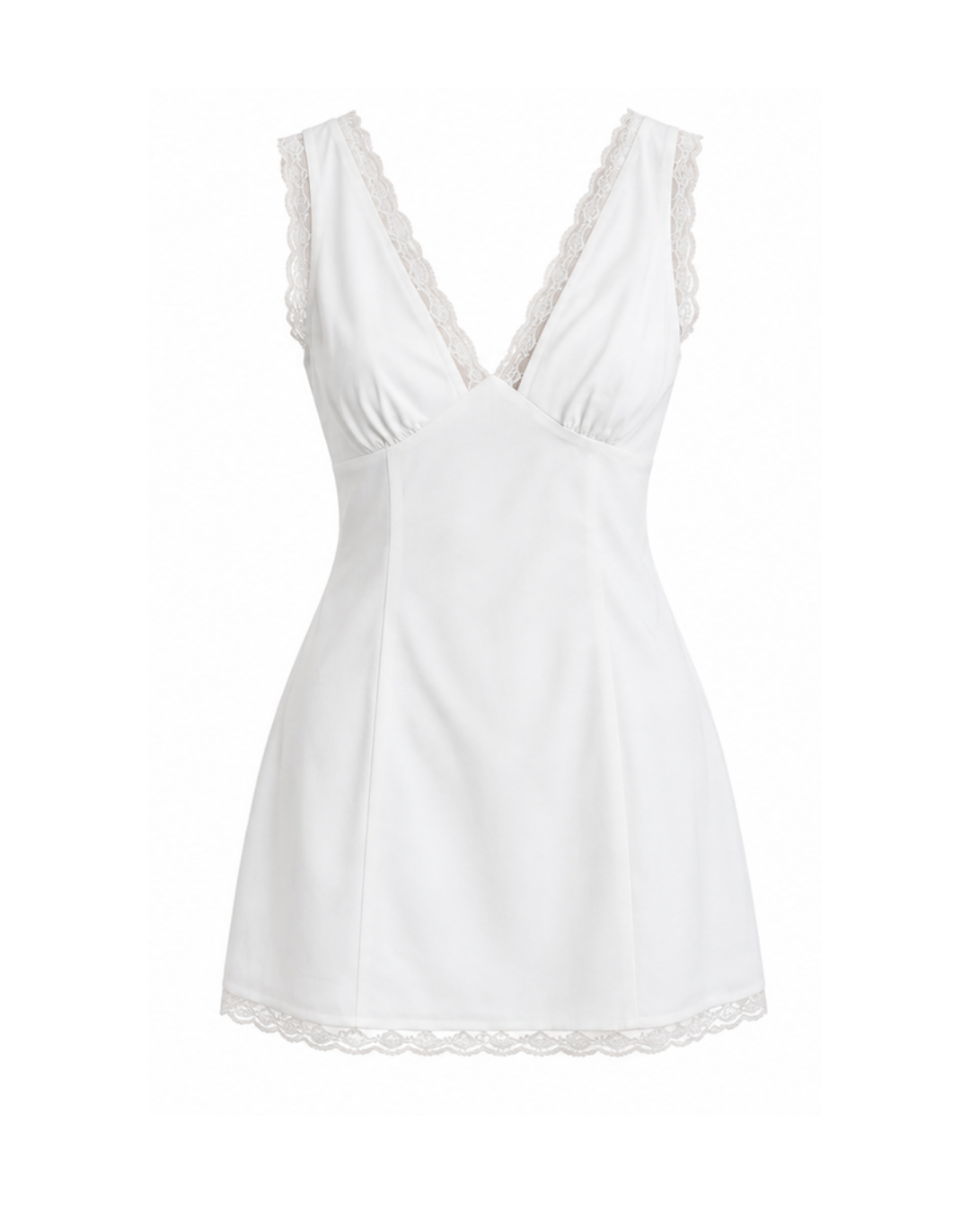 Tolar Lace Trim Mini Dress - White