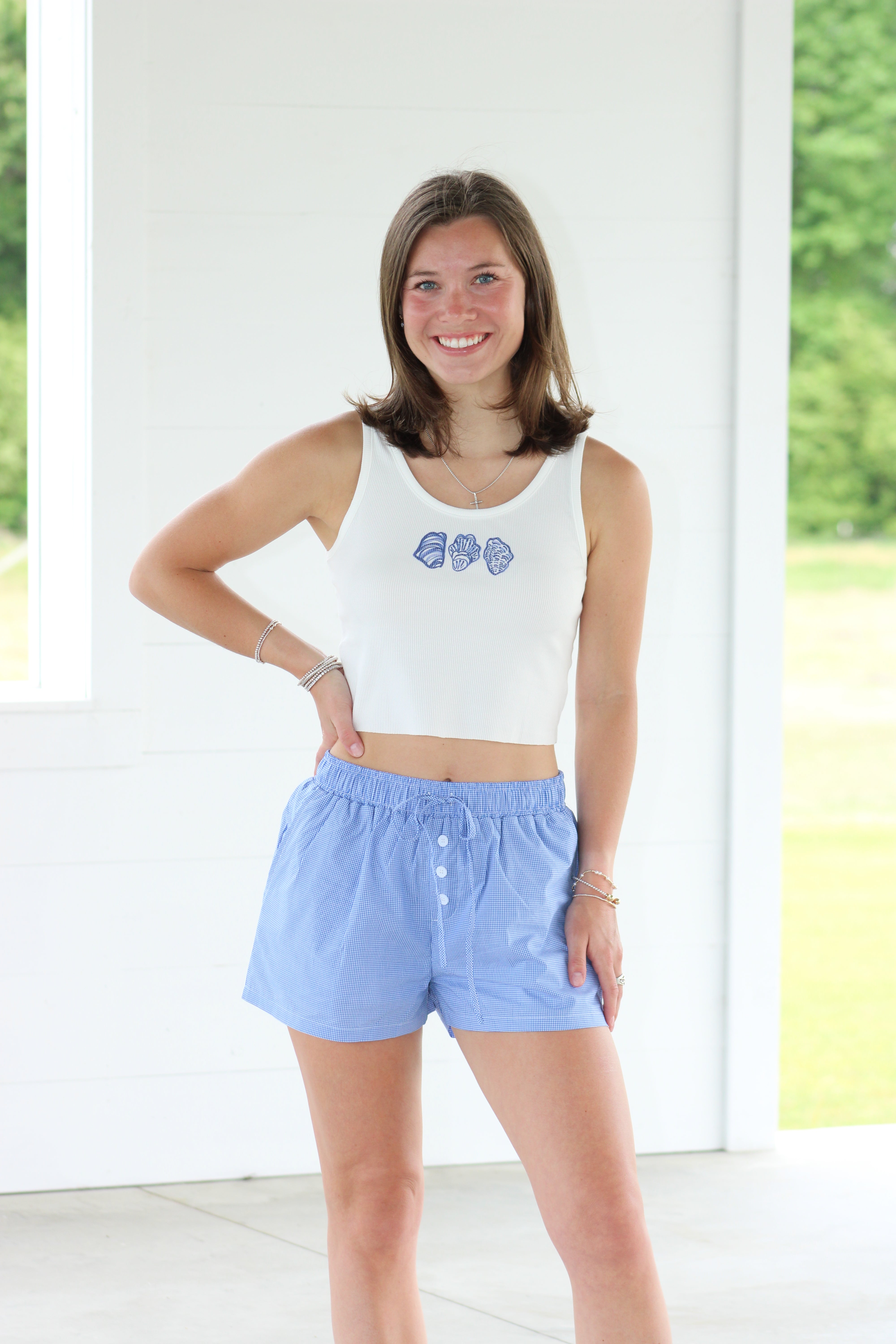 Summertime Blues Checkered Shorts - Blue