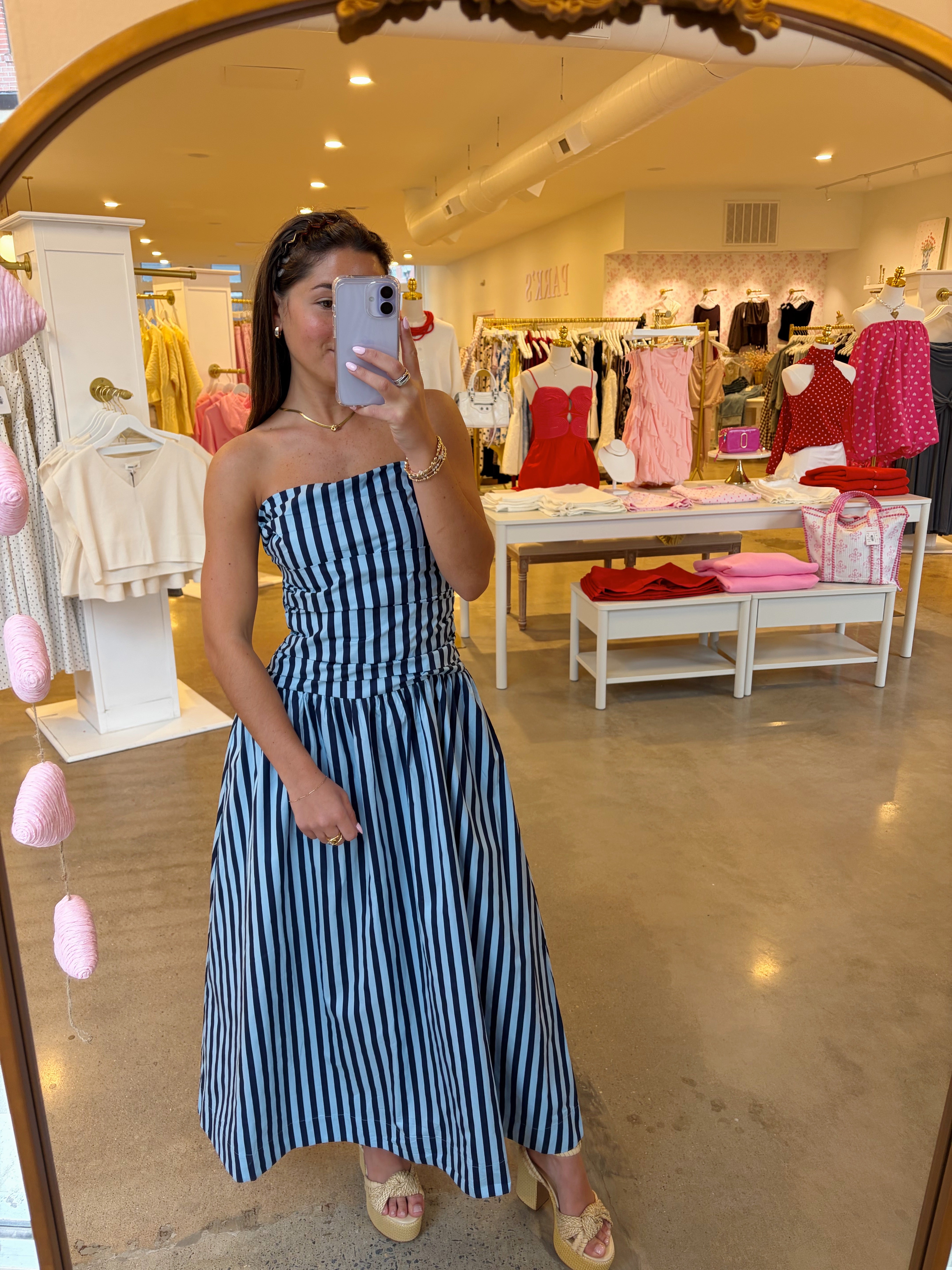 Juliette Midi Dress - Navy & Blue