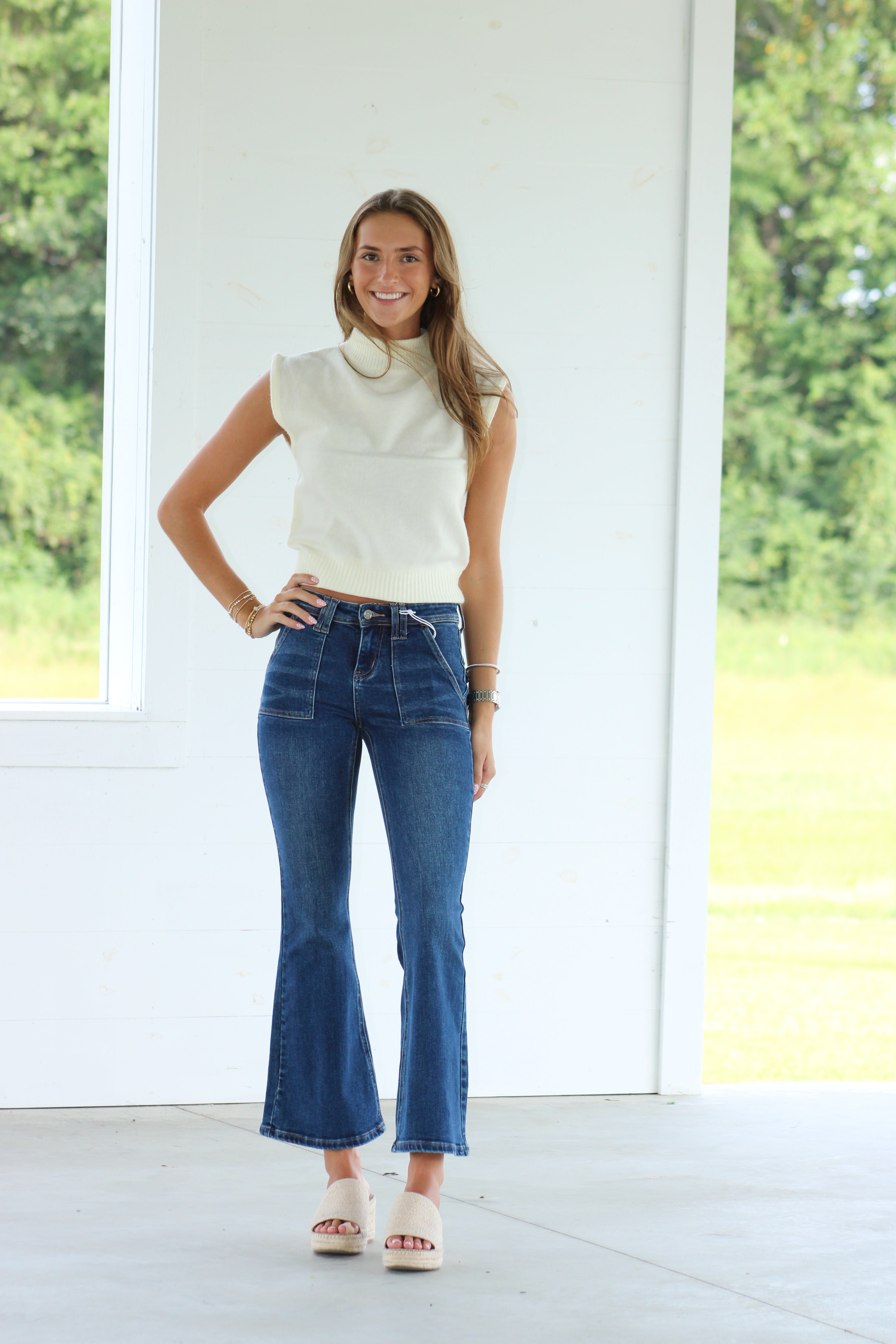 Jess Mid Rise Flare Denim - Dark Wash