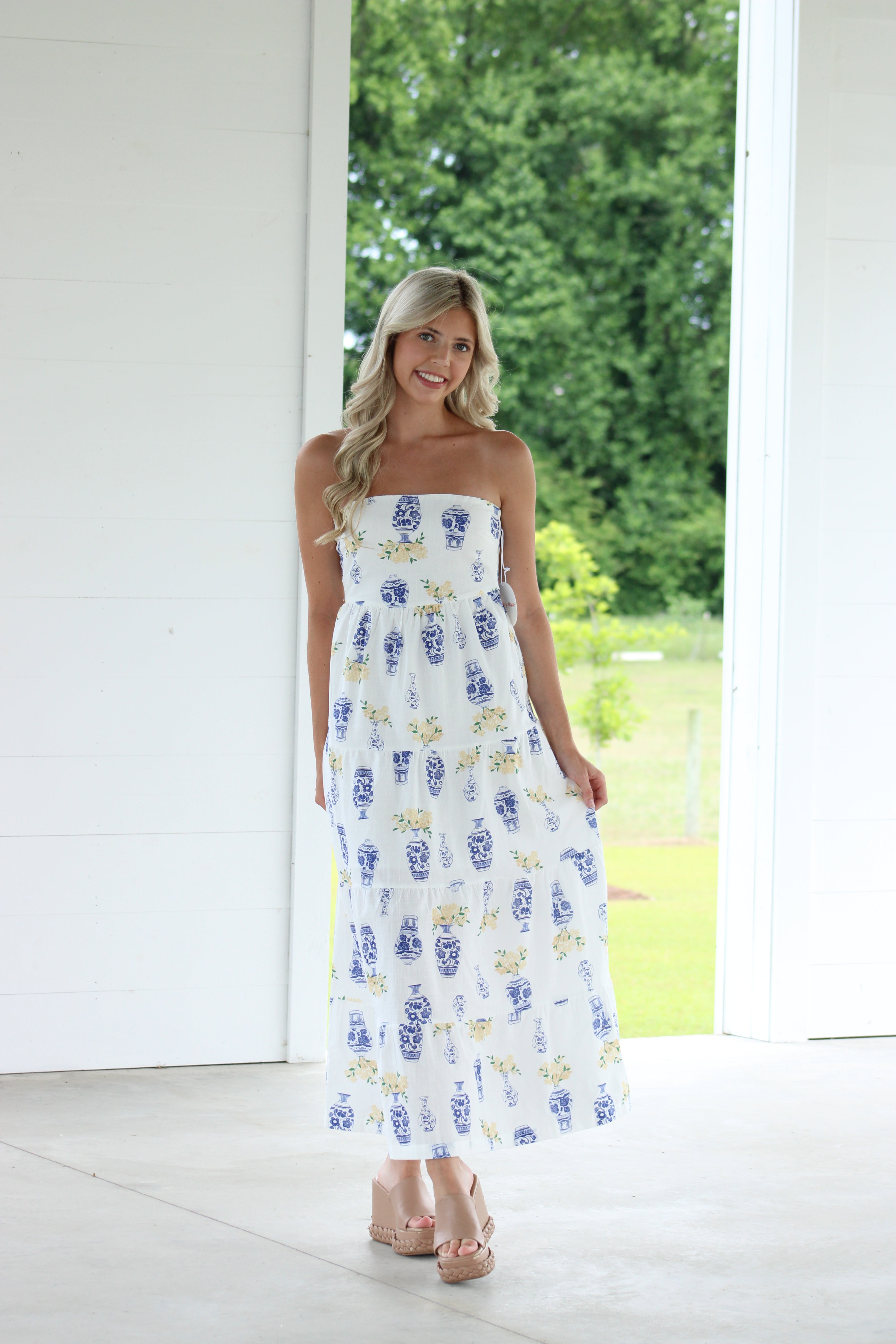 Next To Me Midi Dress - White Multi