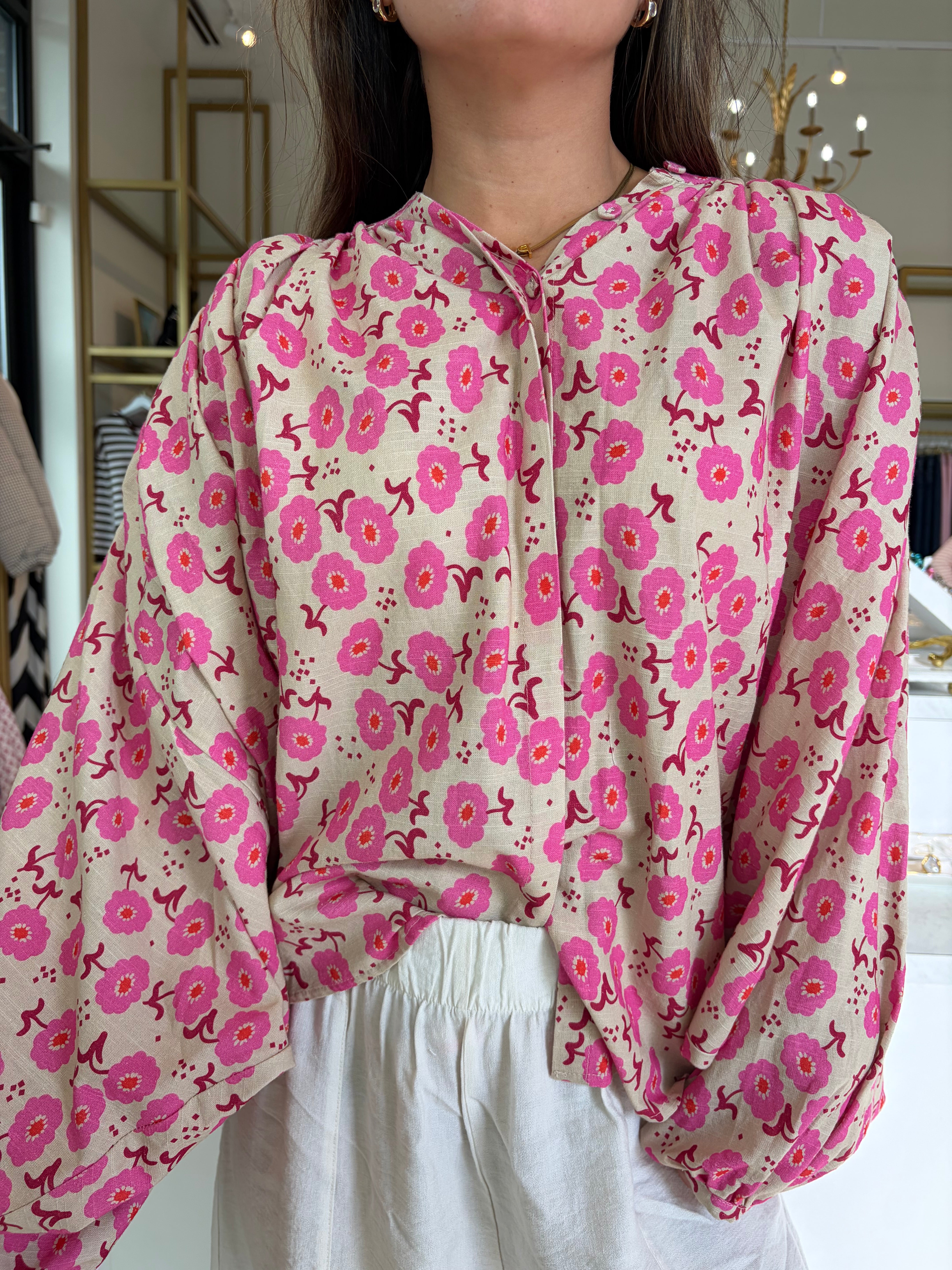 Southern Charm Wide-Fit Blouse - Pink