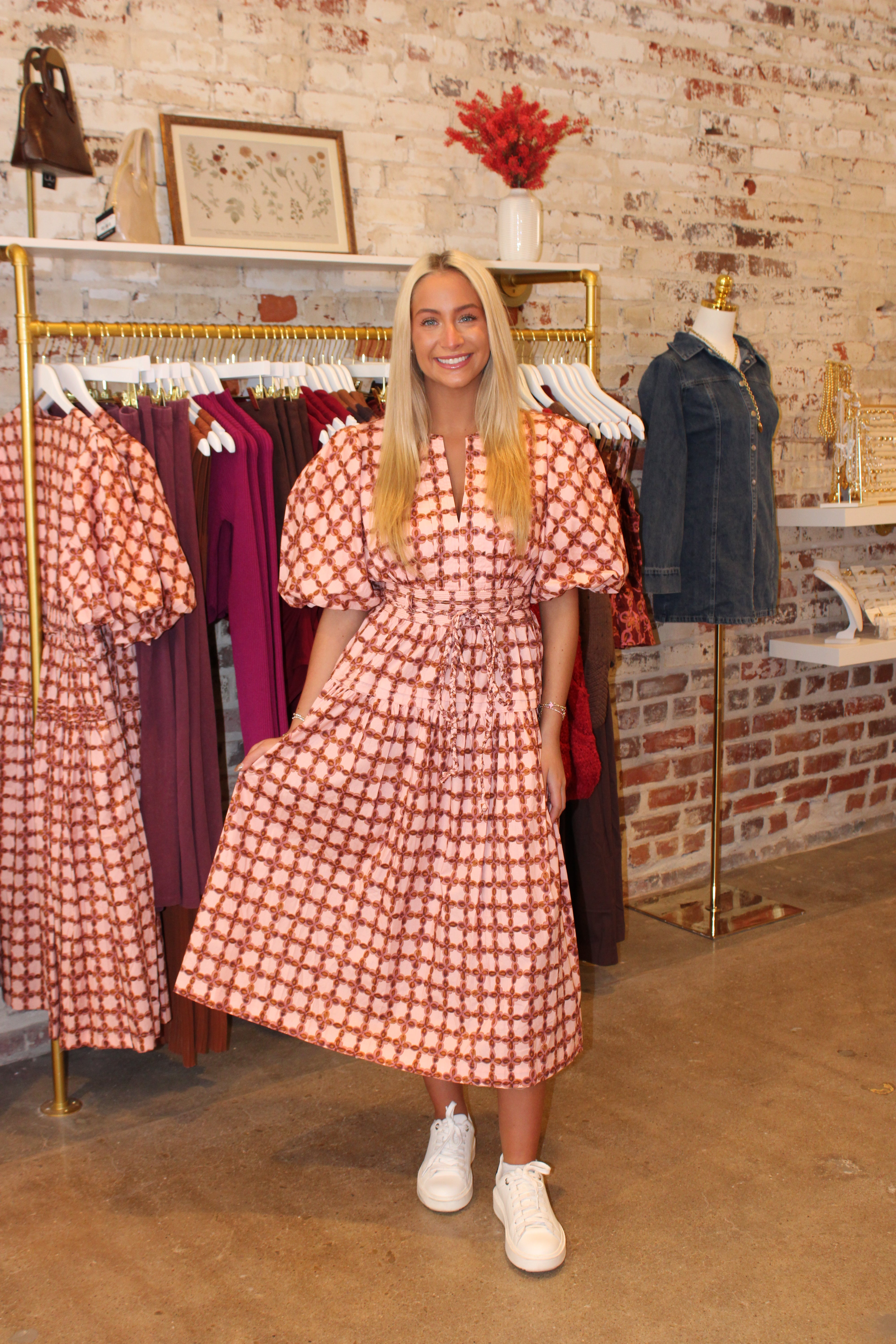 Amelia Midi Dress - Pink Multi