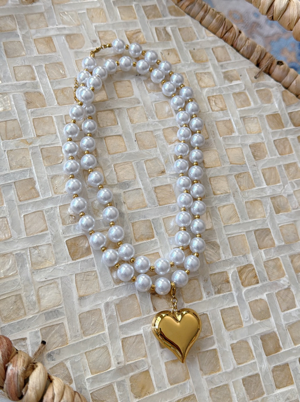 Wrap Around Heart Pearl Necklace
