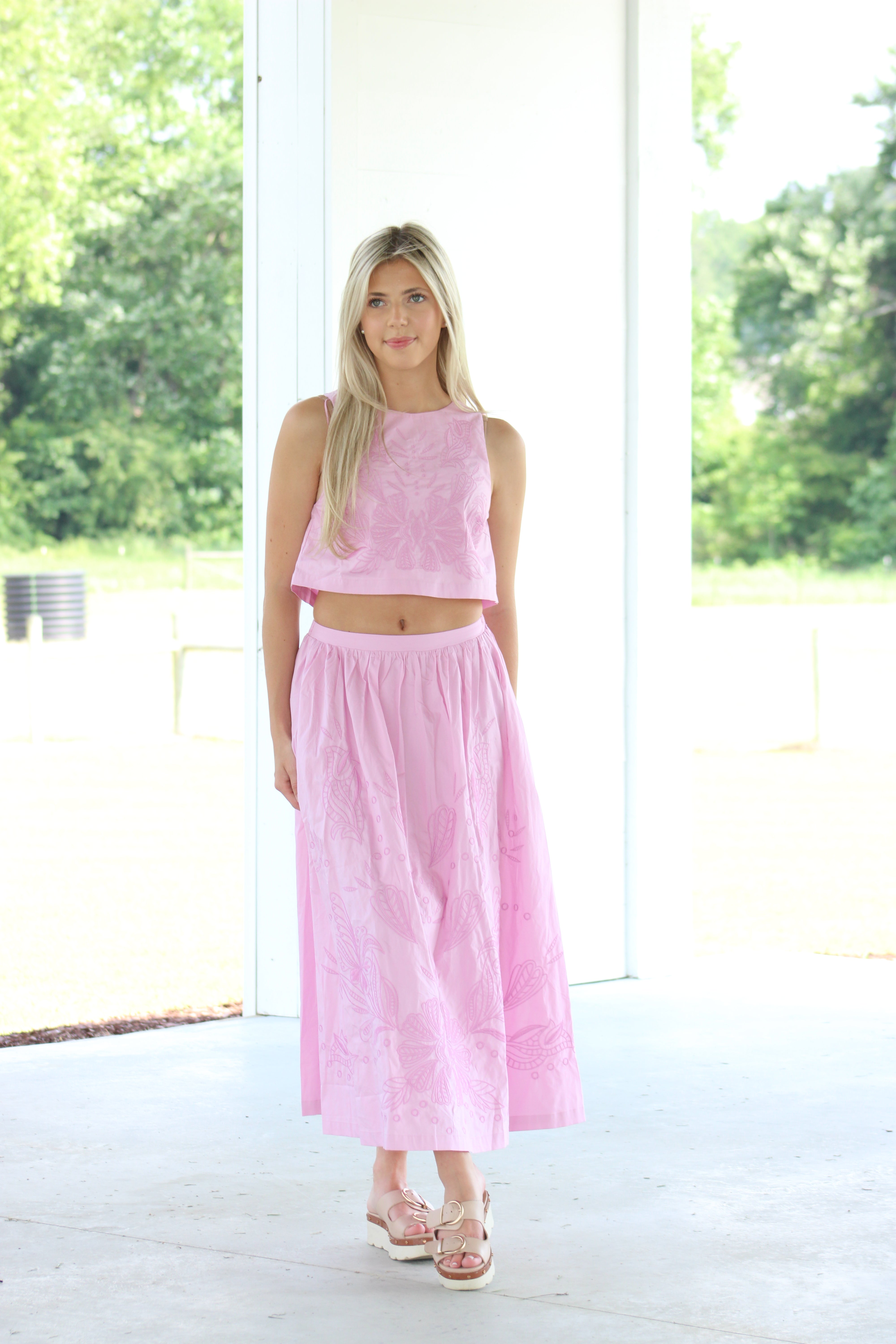 Catherine Midi Skirt Set - Pink Lavender