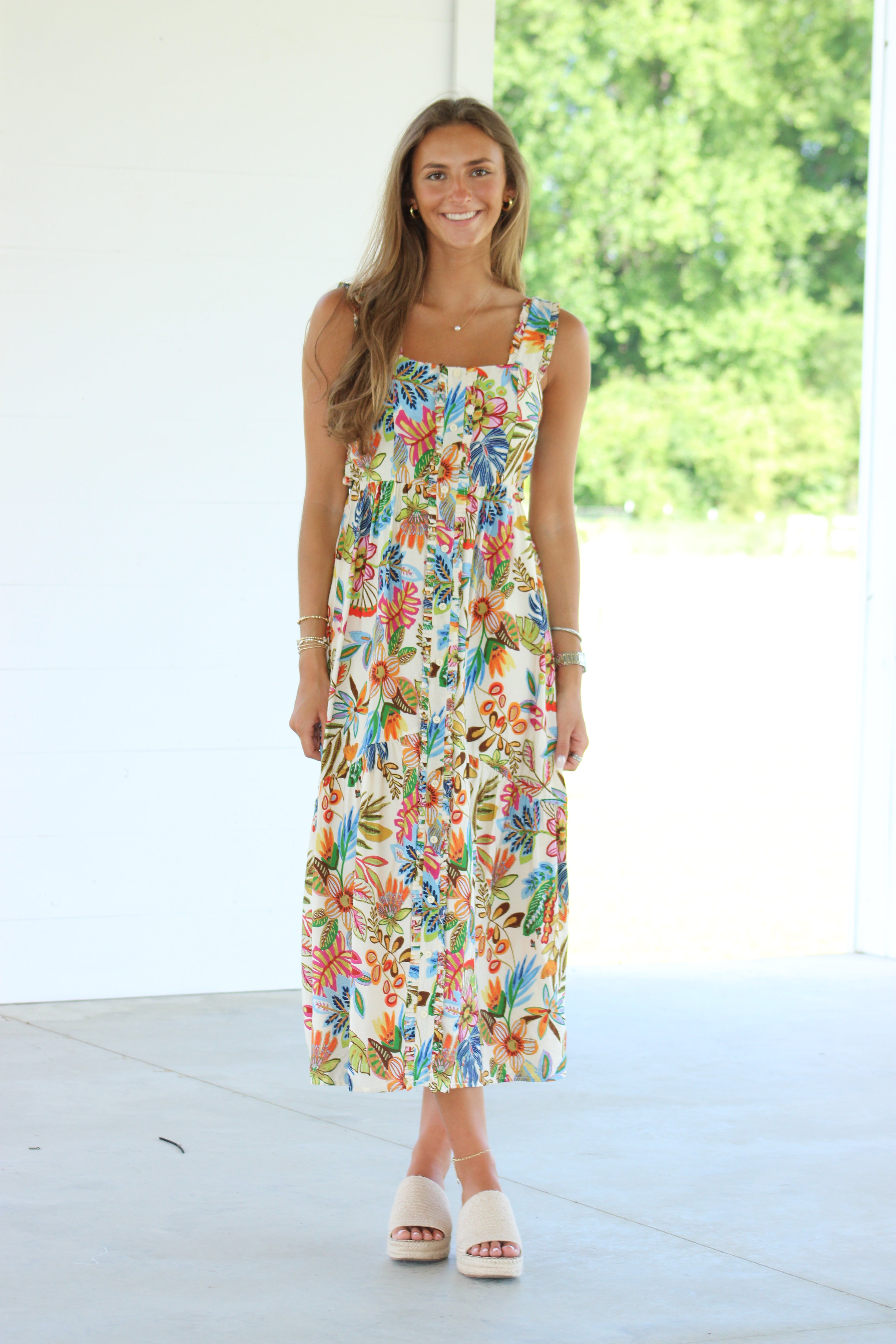 Garden Oasis Maxi Dress - Natural