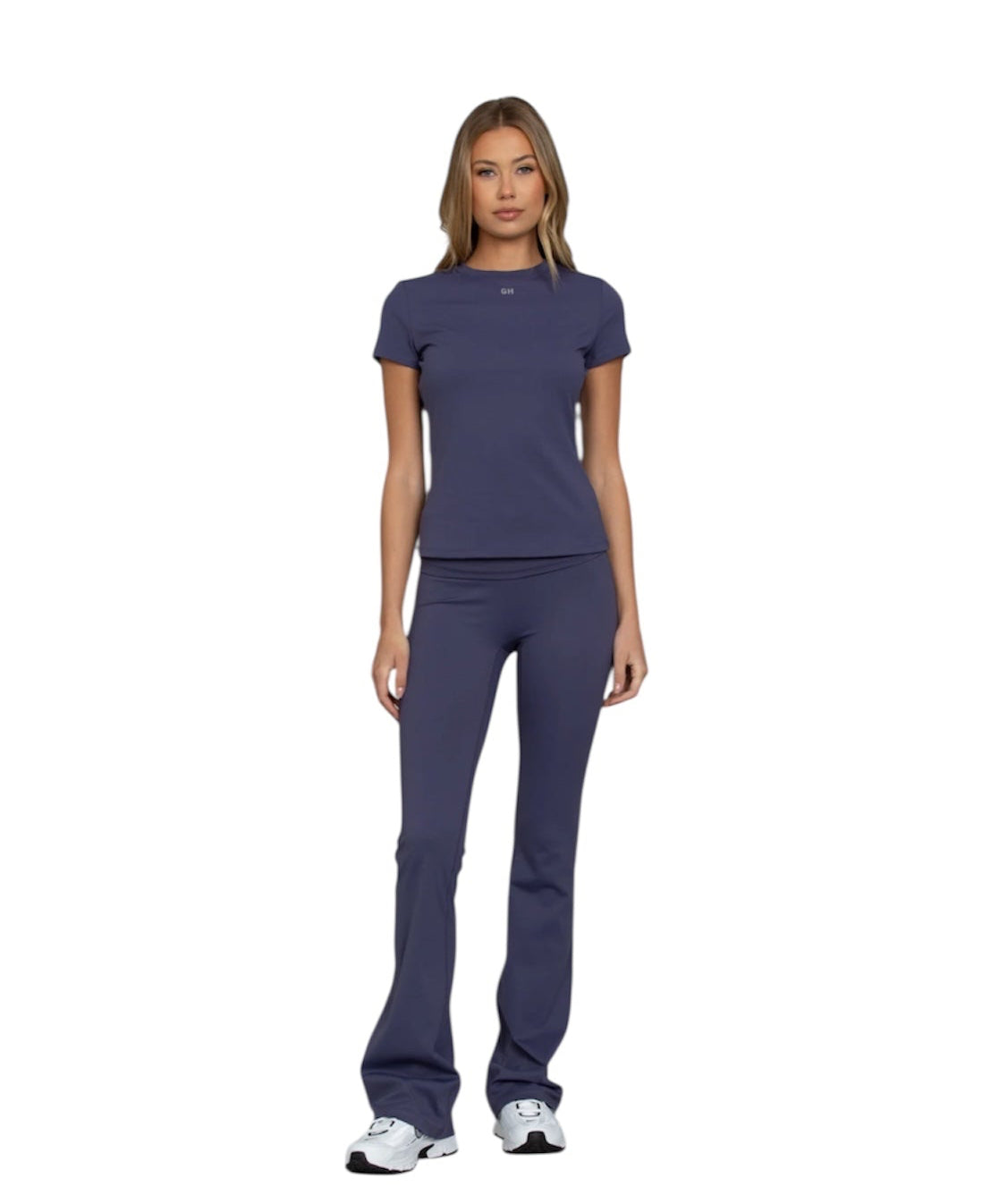 Gold Hinge Essential Foldover Flare Pants - Pale Indigo
