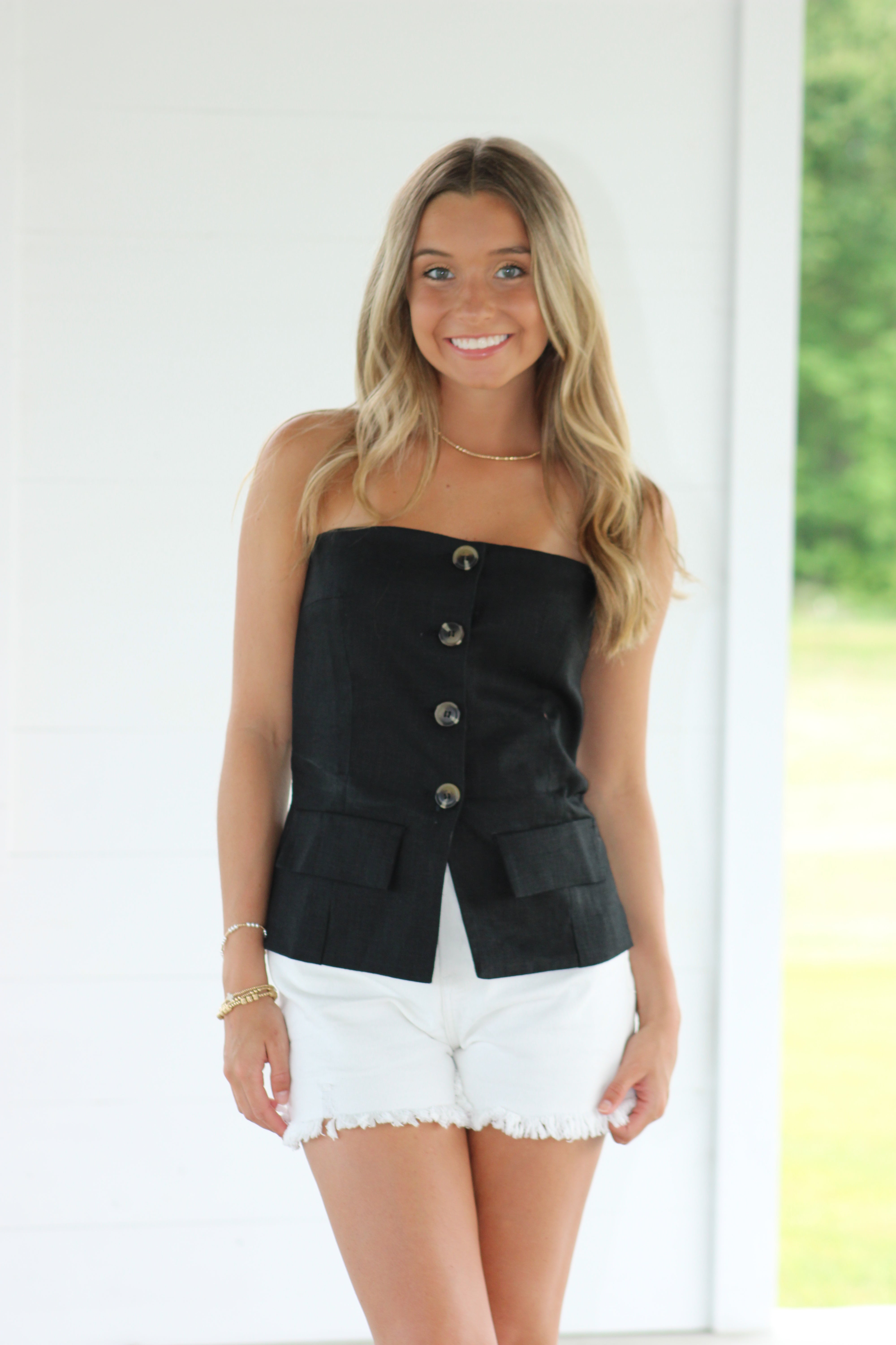 Rodeo Drive Linen Top - Black