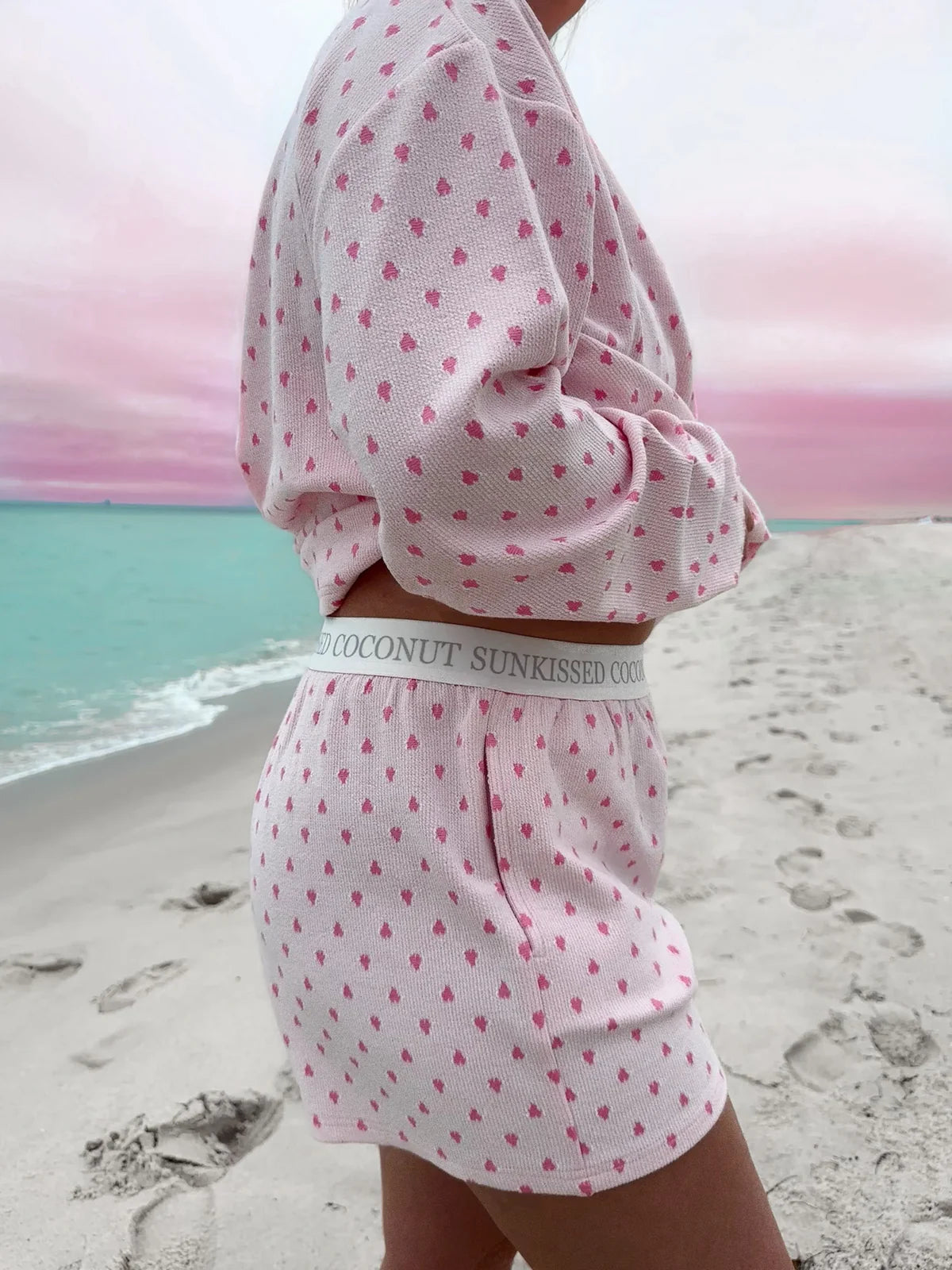 Heart To Heart Pajama Shorts - Pink