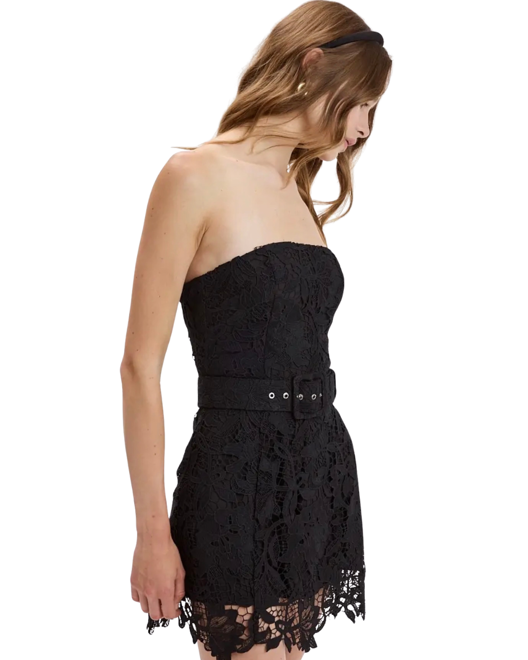 Colette Eyelet Belted Mini Dress - Black