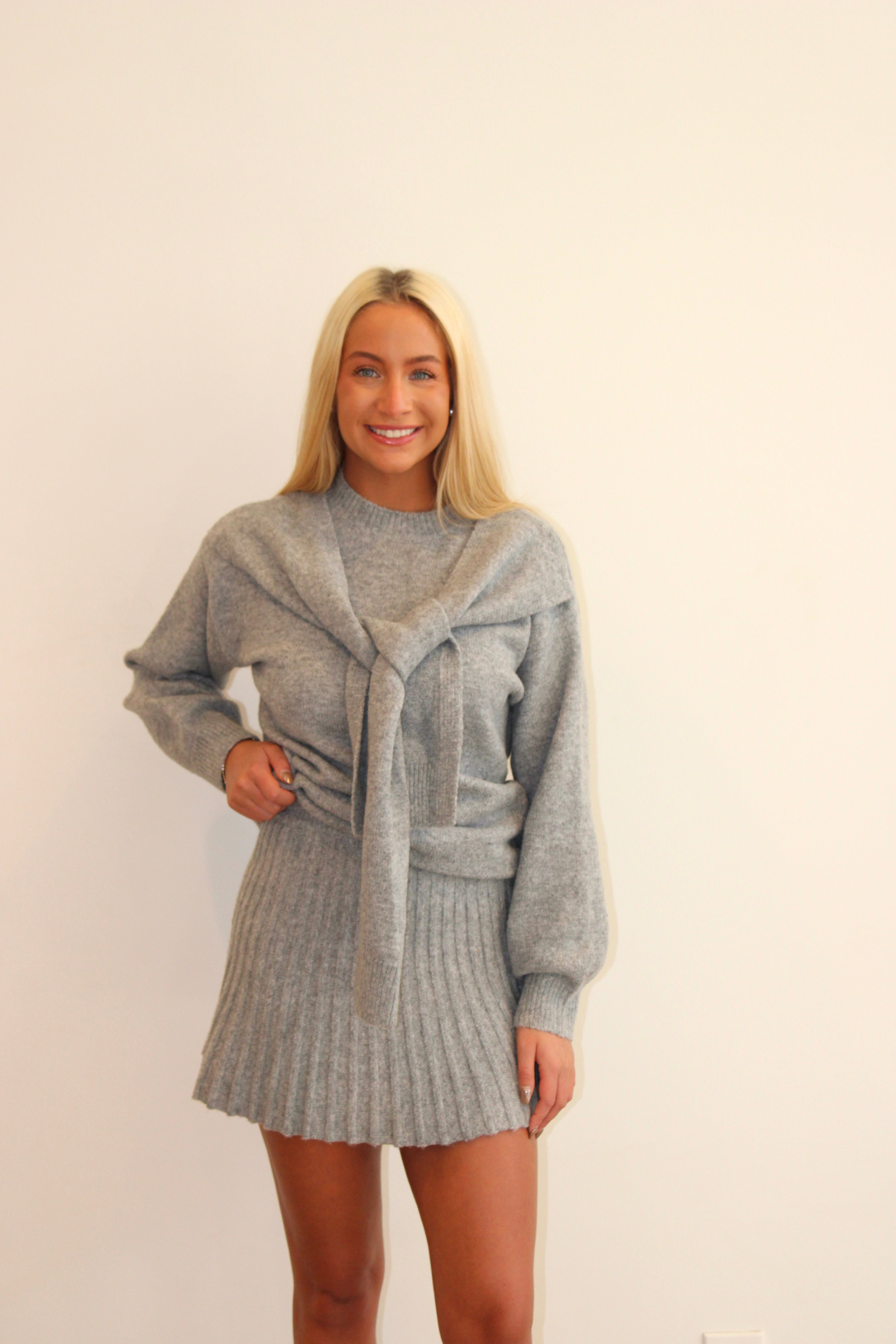 Gabrielle Sweater & Skirt Set - Grey