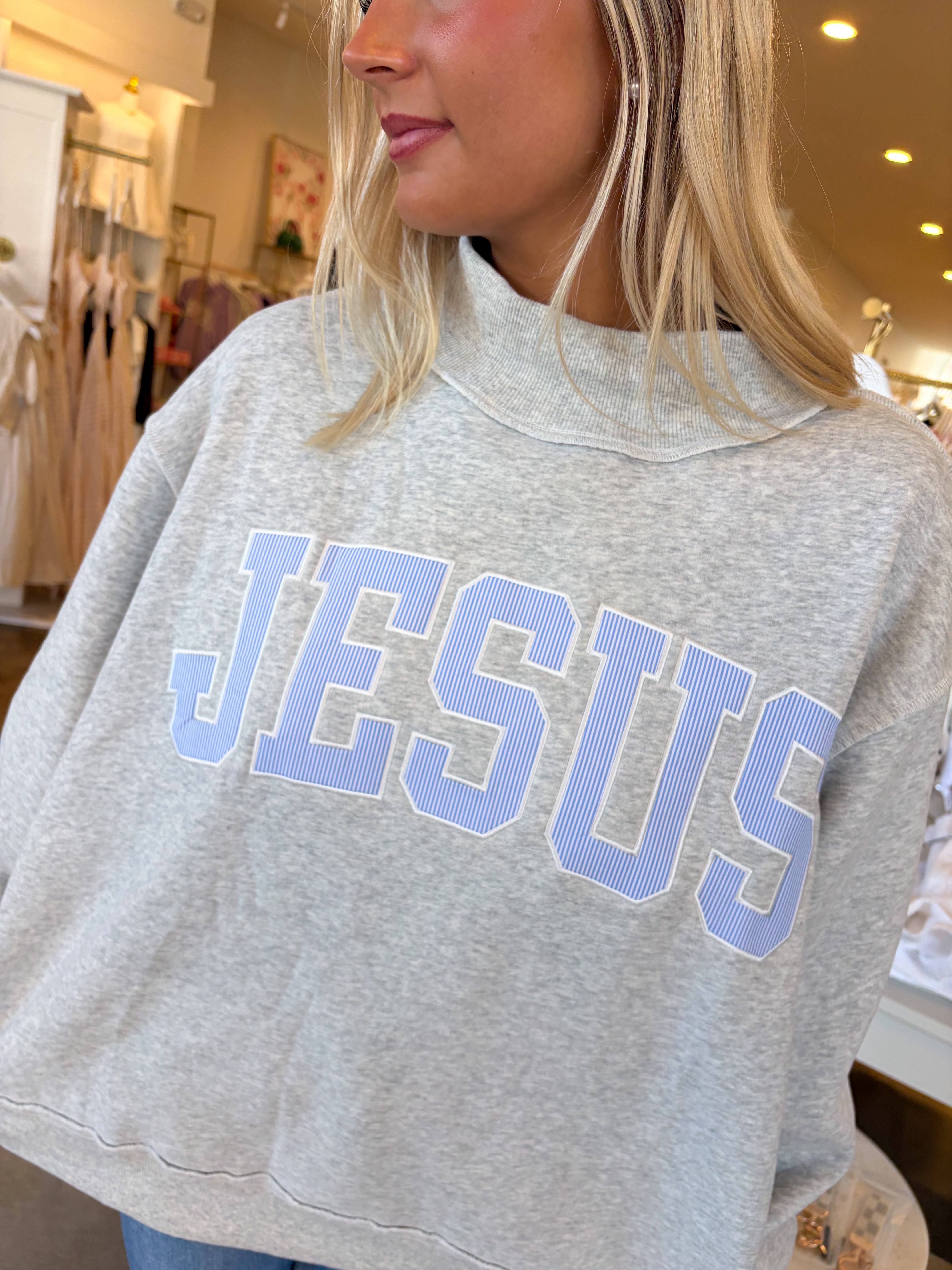 JESUS Mockneck - Blue Stripe