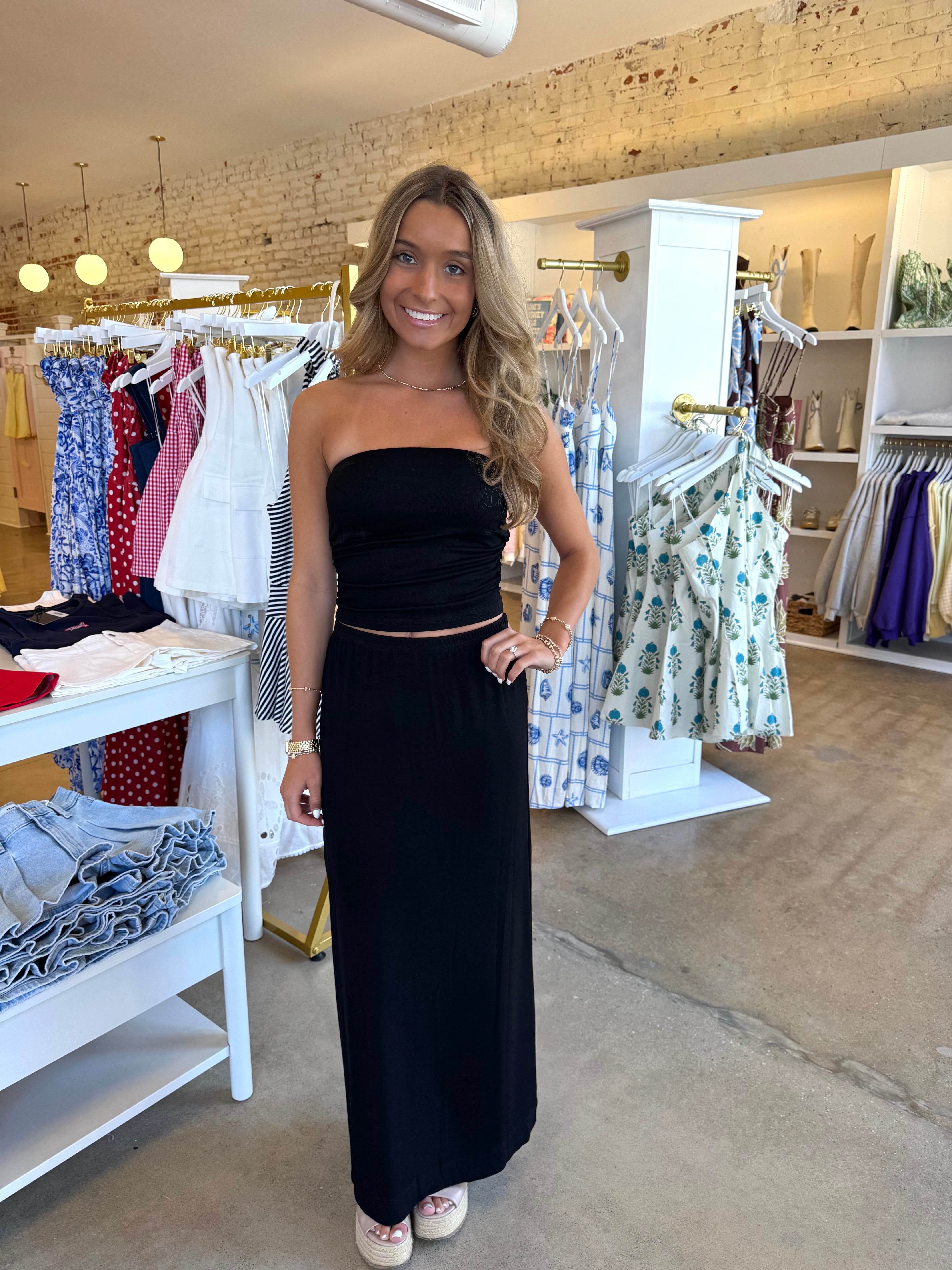 Monica Top & Skirt Set - Black