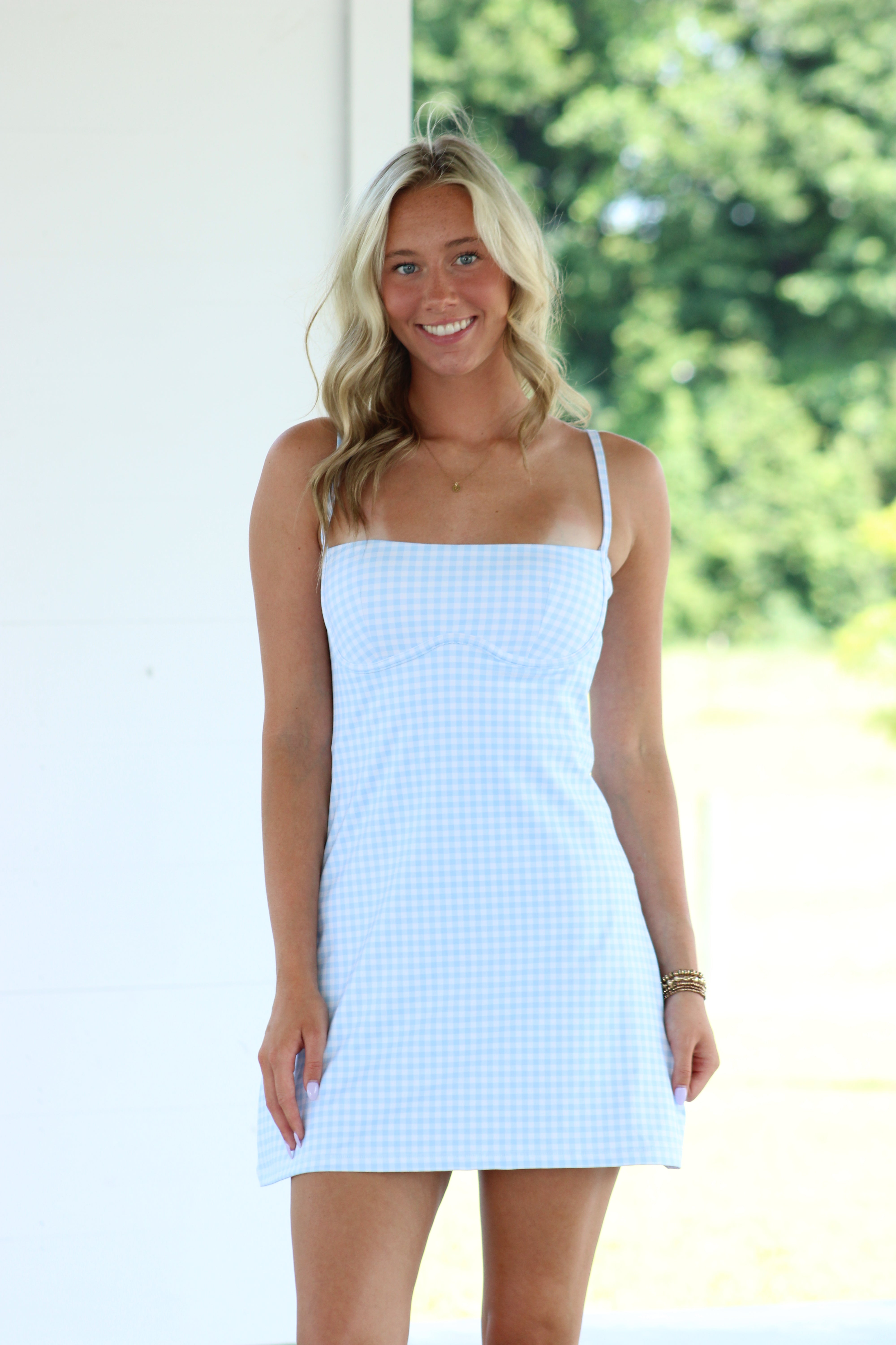 Sweet Pea Gingham Active Dress - Blue