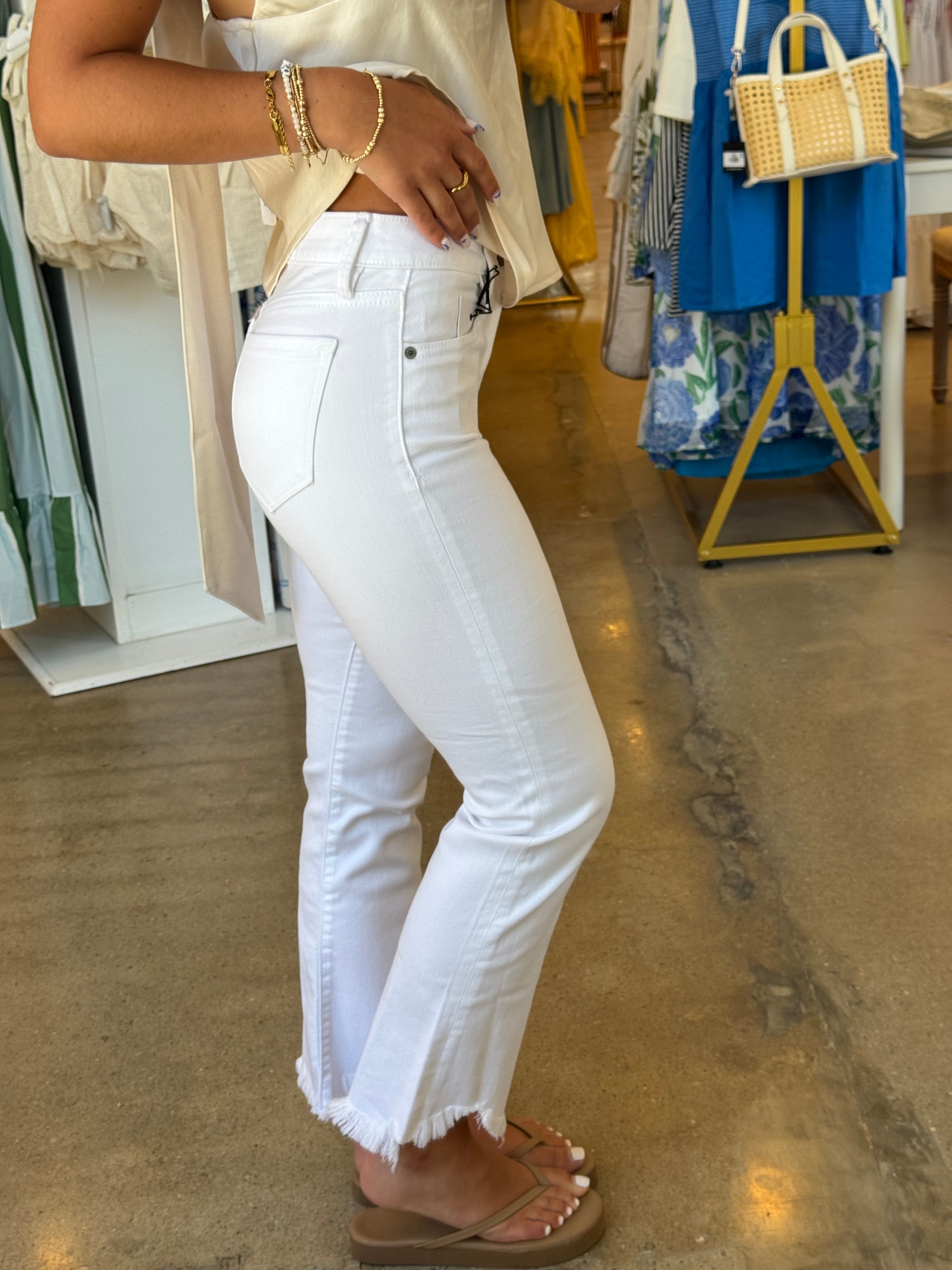 Jenni Cropped Denim - White - Hidden Jeans