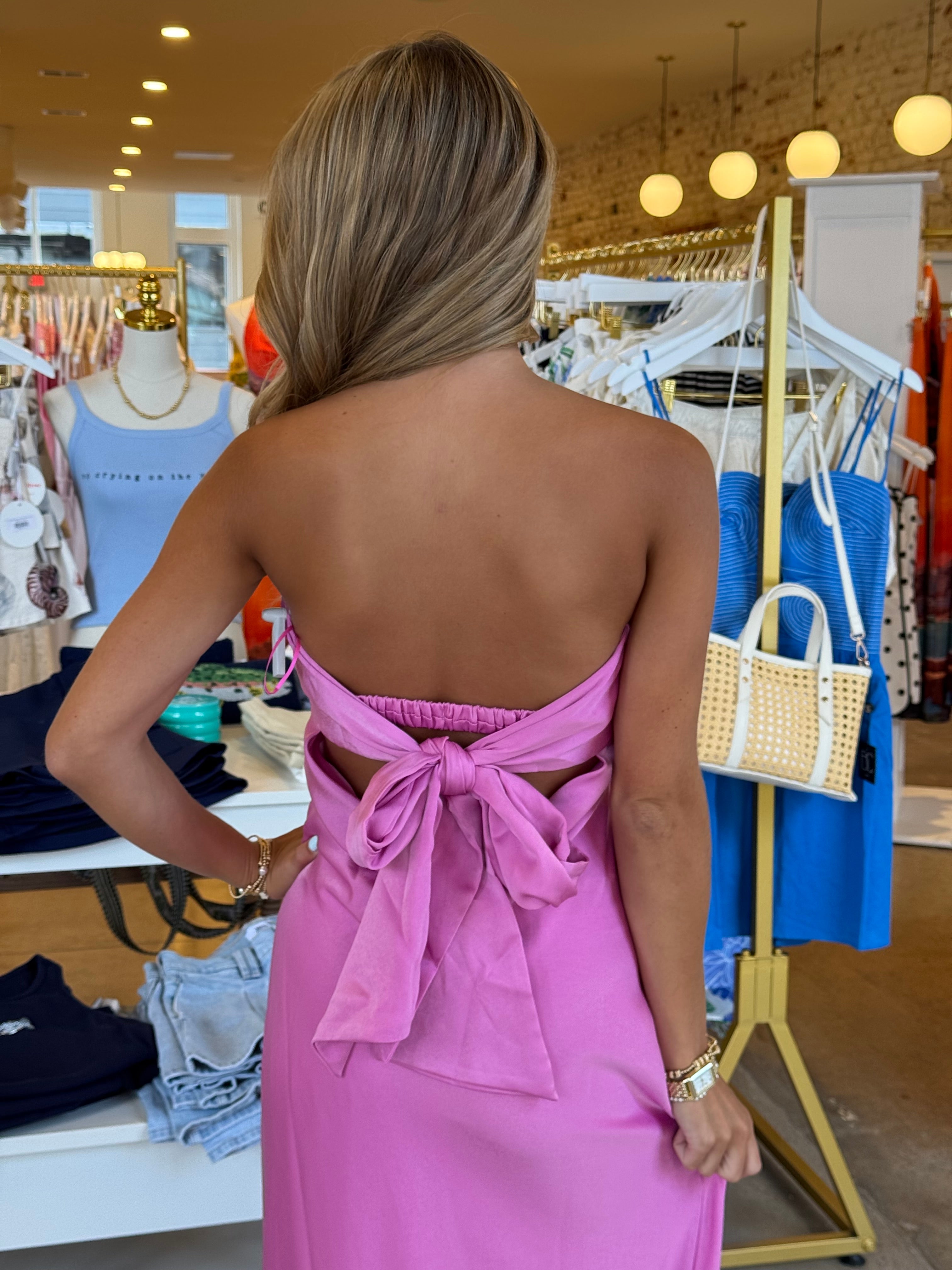 Summer Fling Satin Formal Dress - Pink