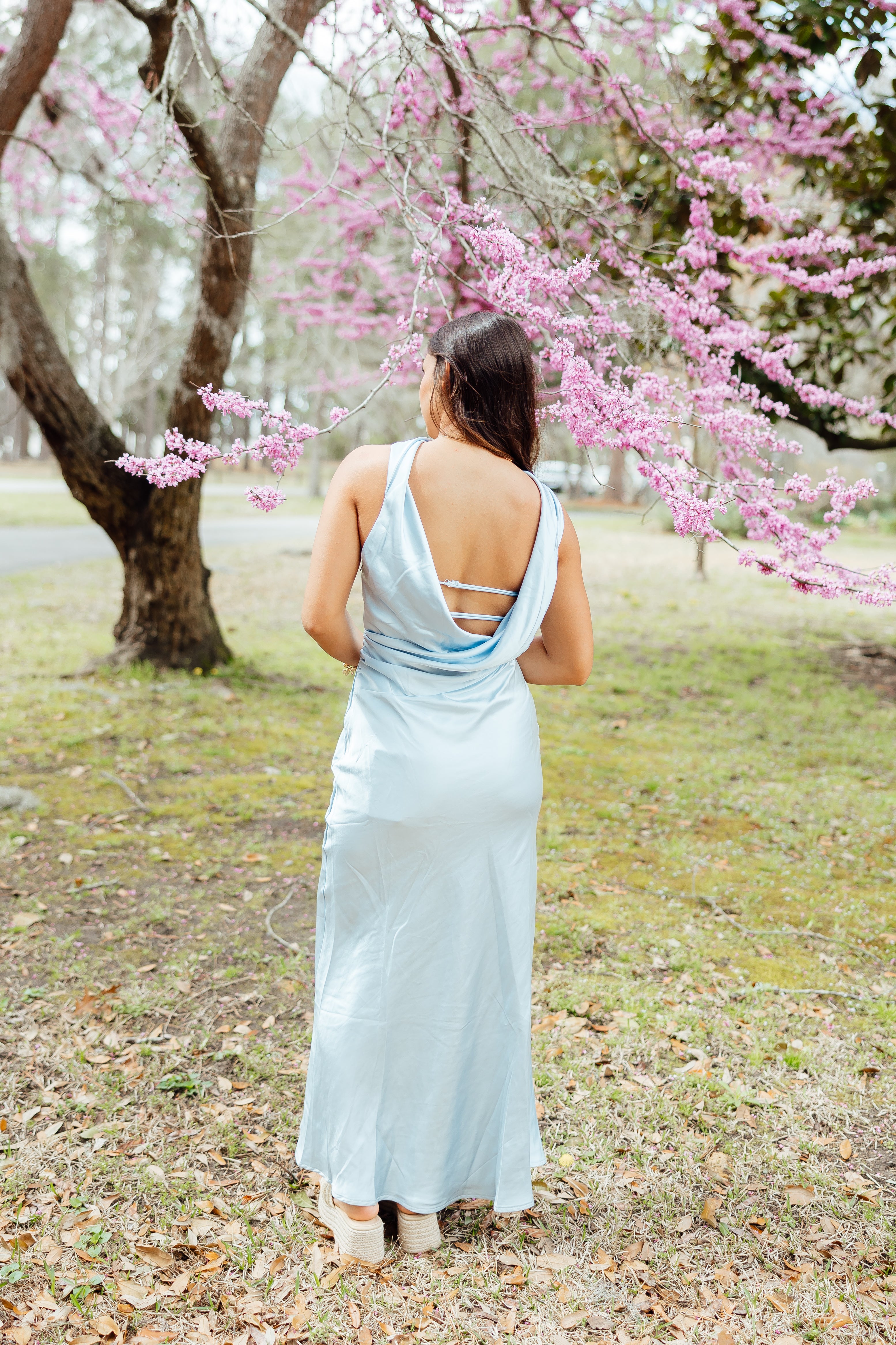 What Dreams Are Made Of Satin Formal Dress - Baby Blue