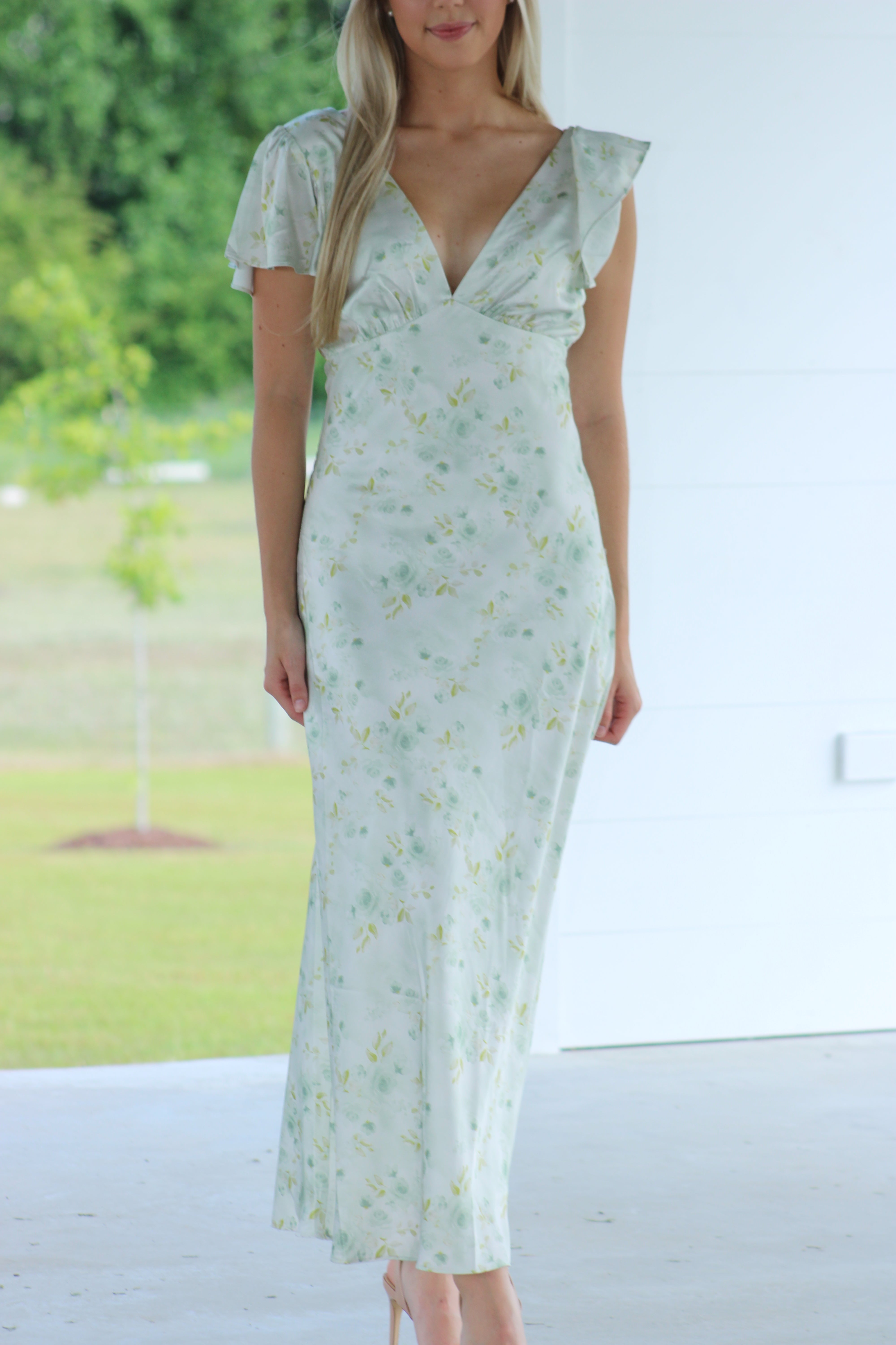 Sophie Midi Dress - Green Floral