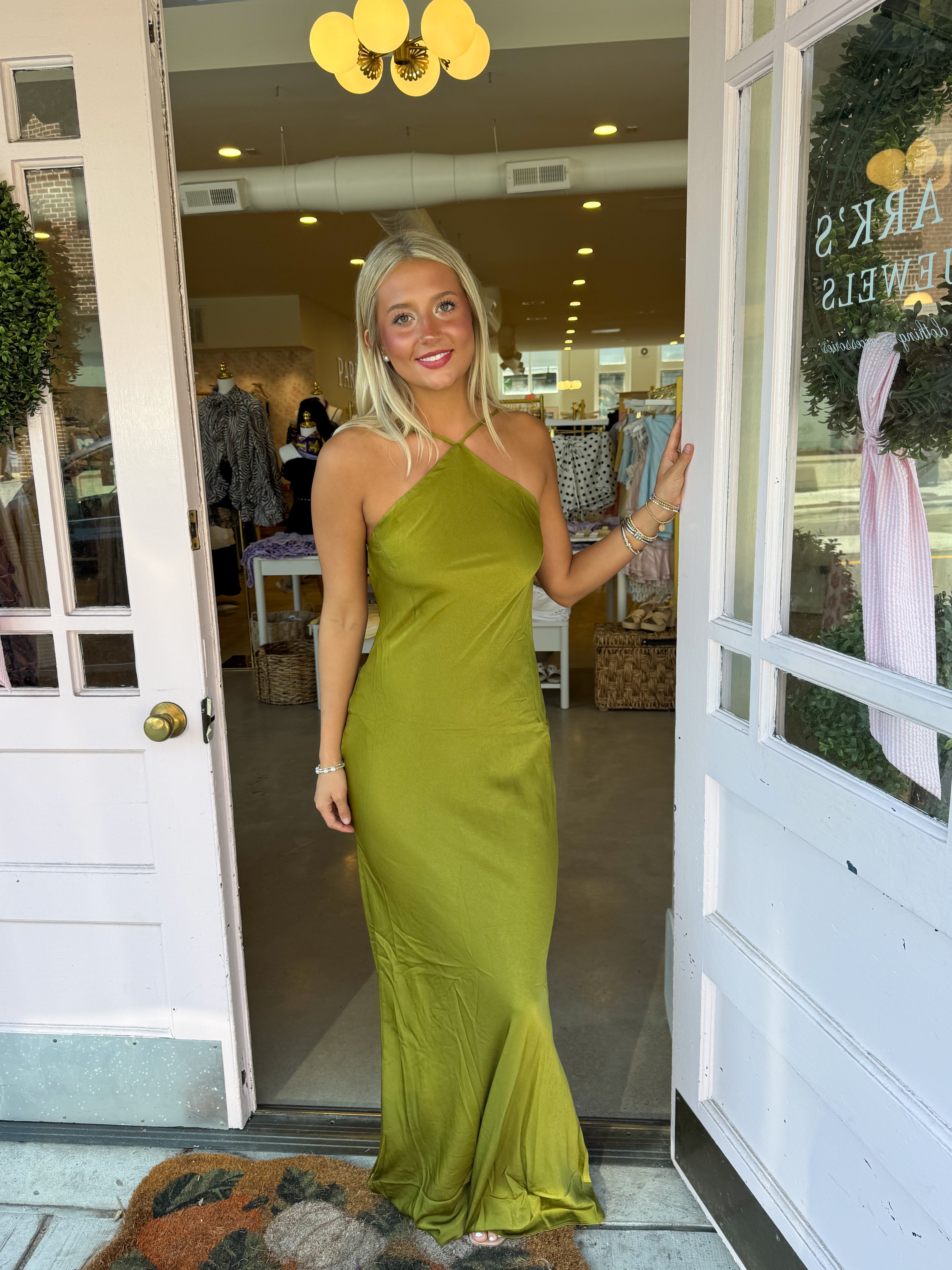 Kelton Satin Formal Dress - Green