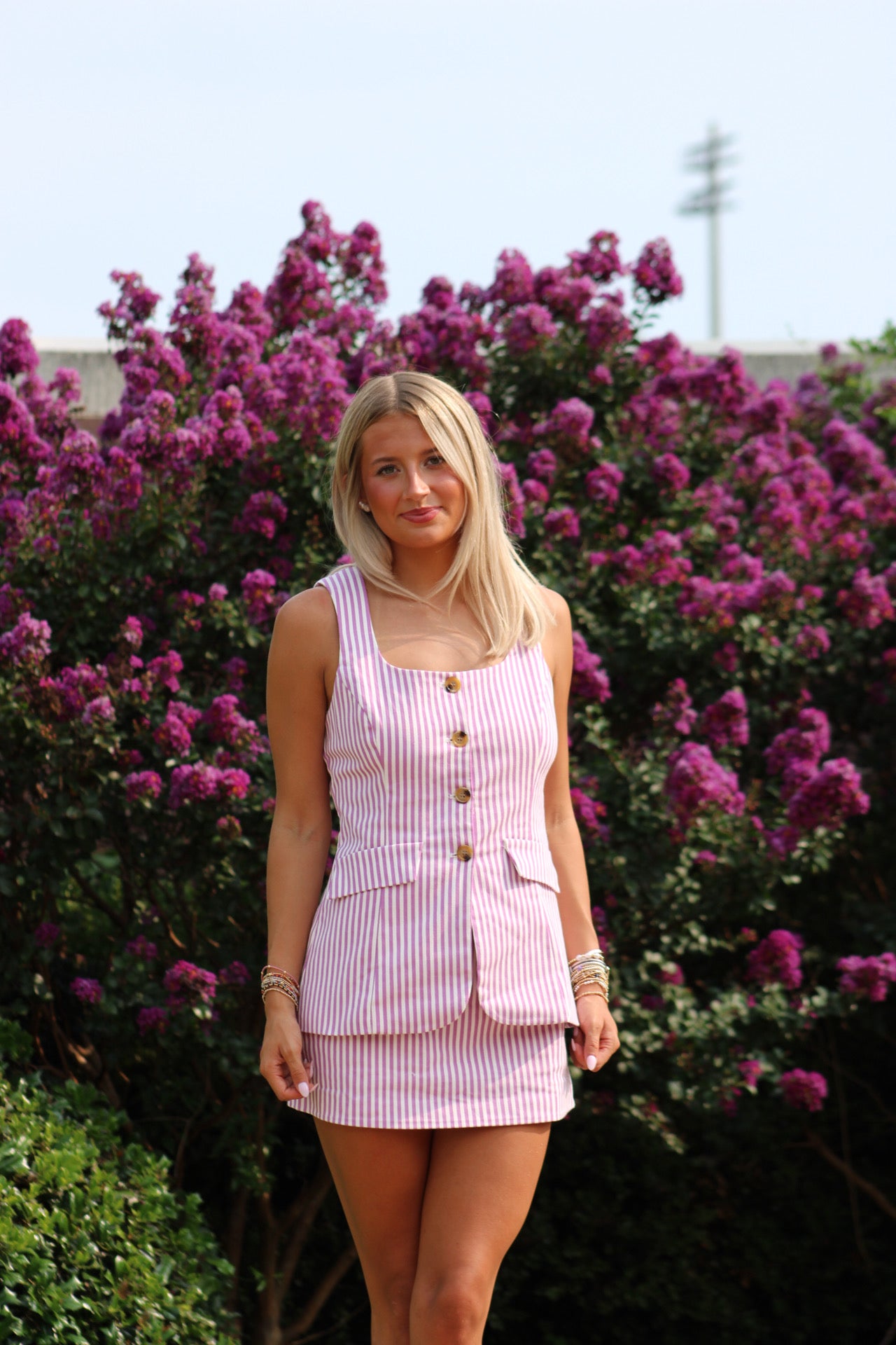 Southern Class Mini Dress - Purple Stripe