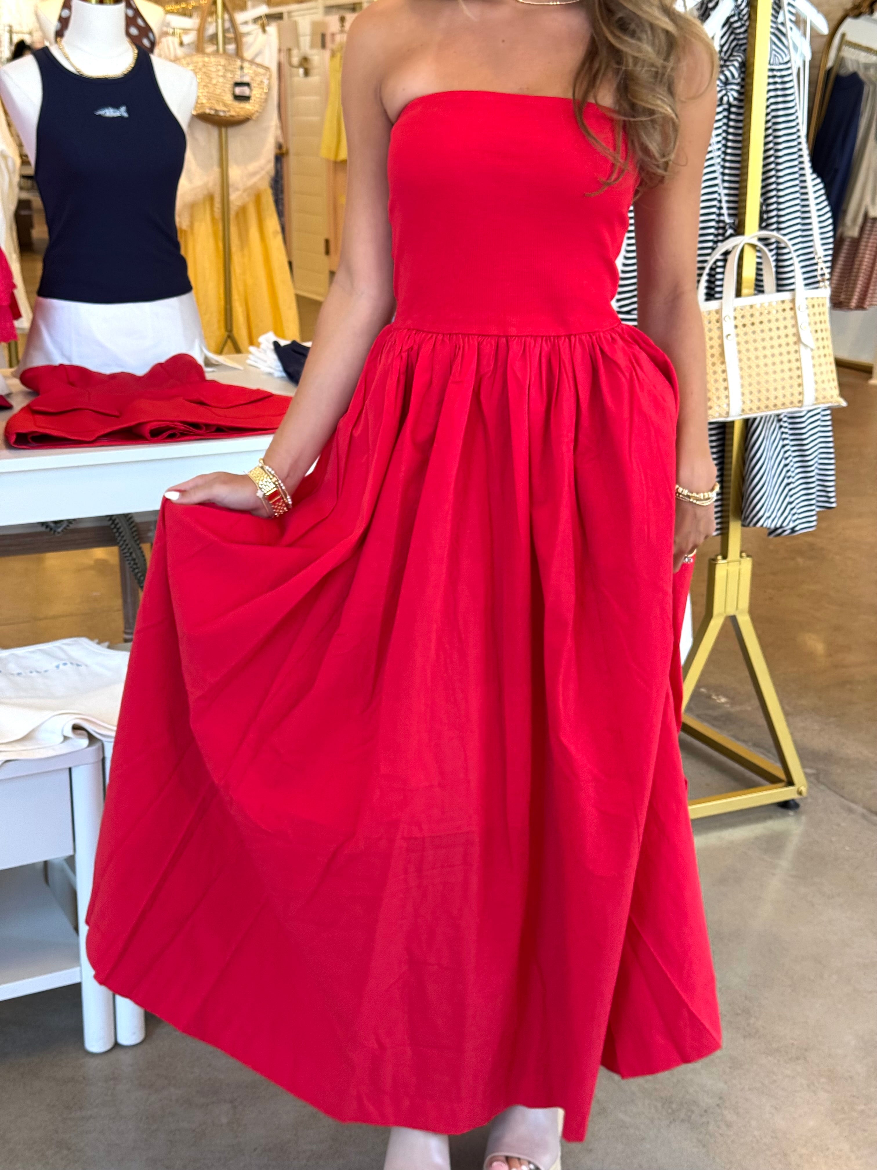 Macy Midi Dress - Red