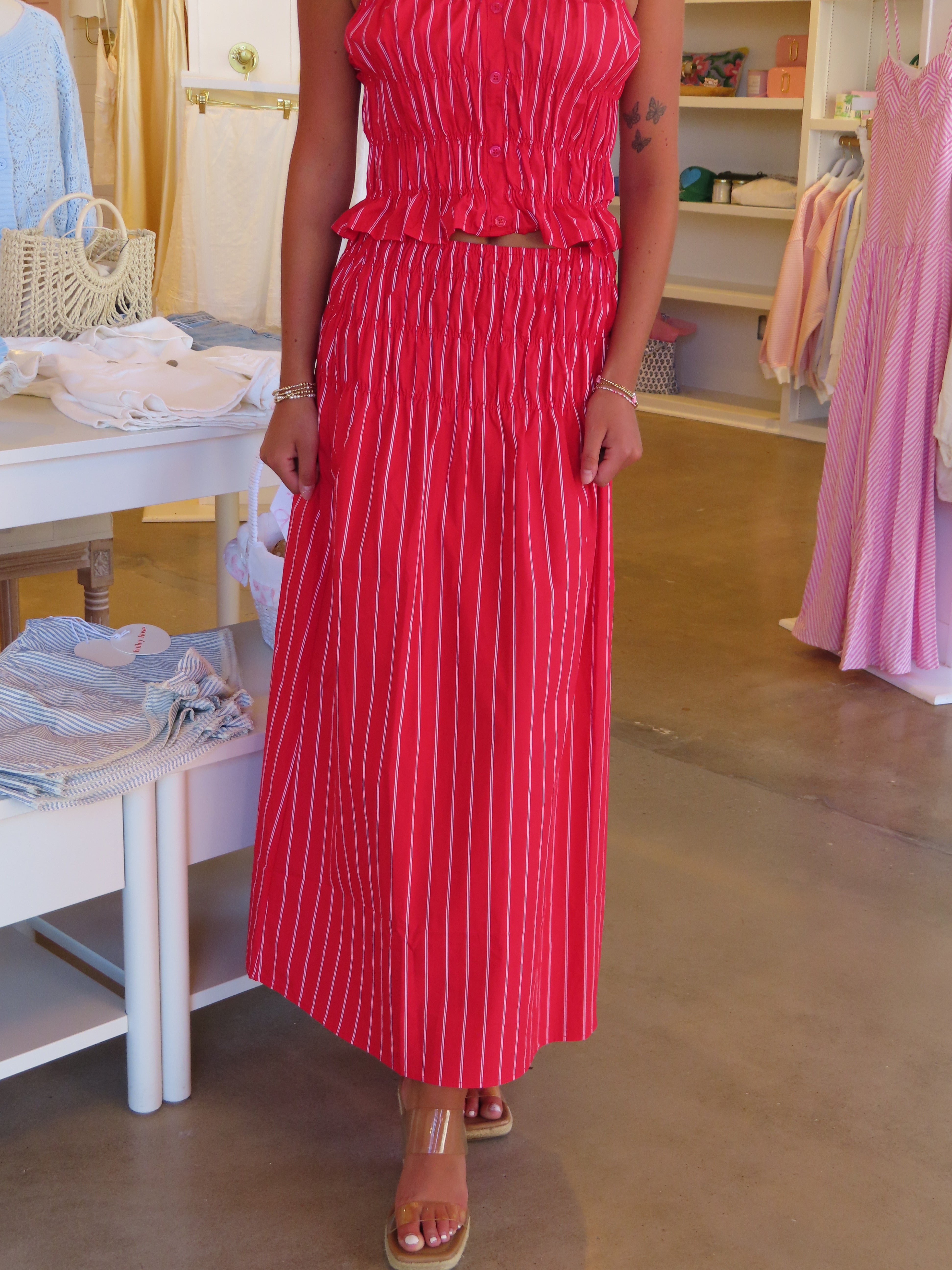 Play The Game Midi Skirt & Top Set - Red