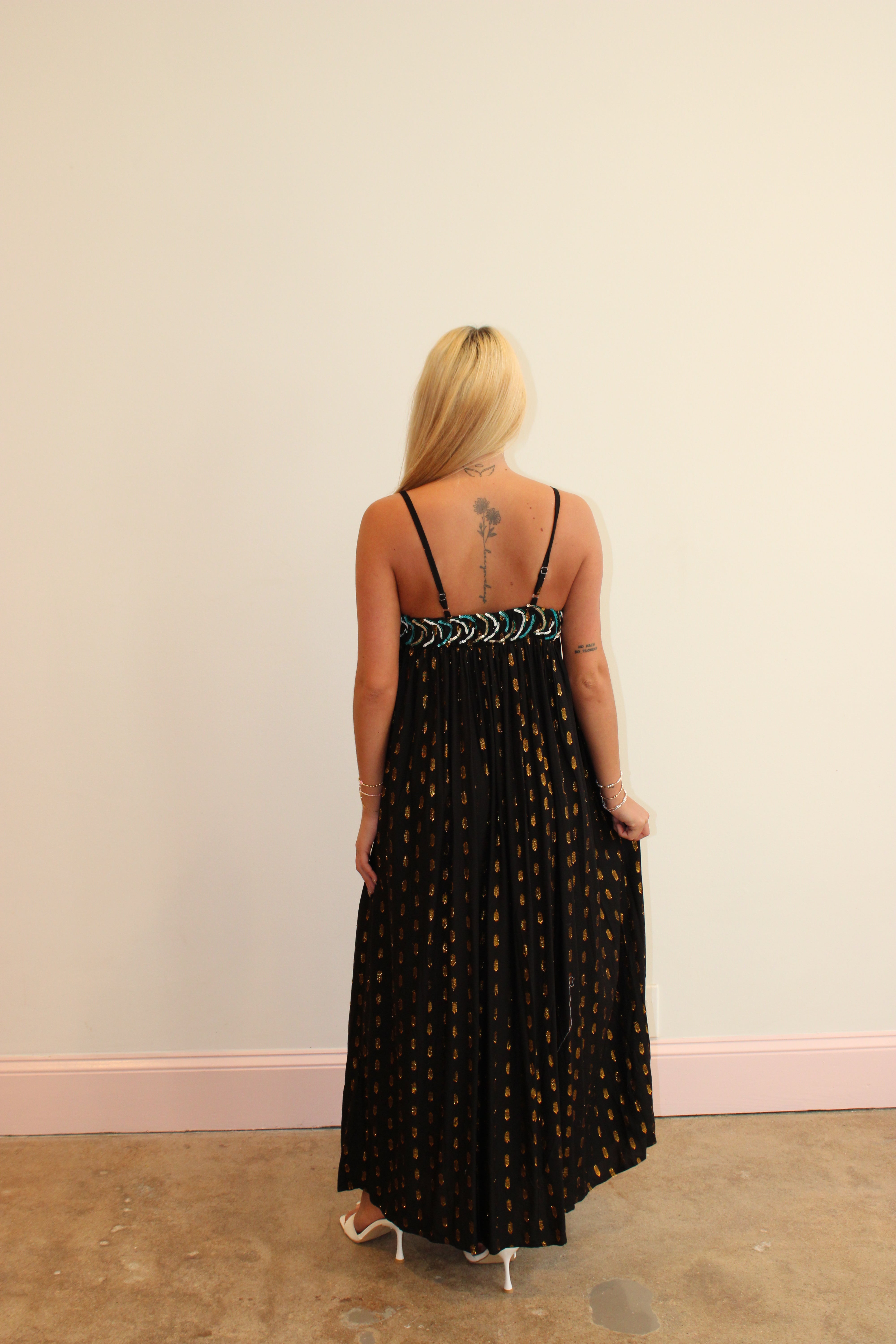 Browfin Fish Embellished Lurex Dress - Black & Blue