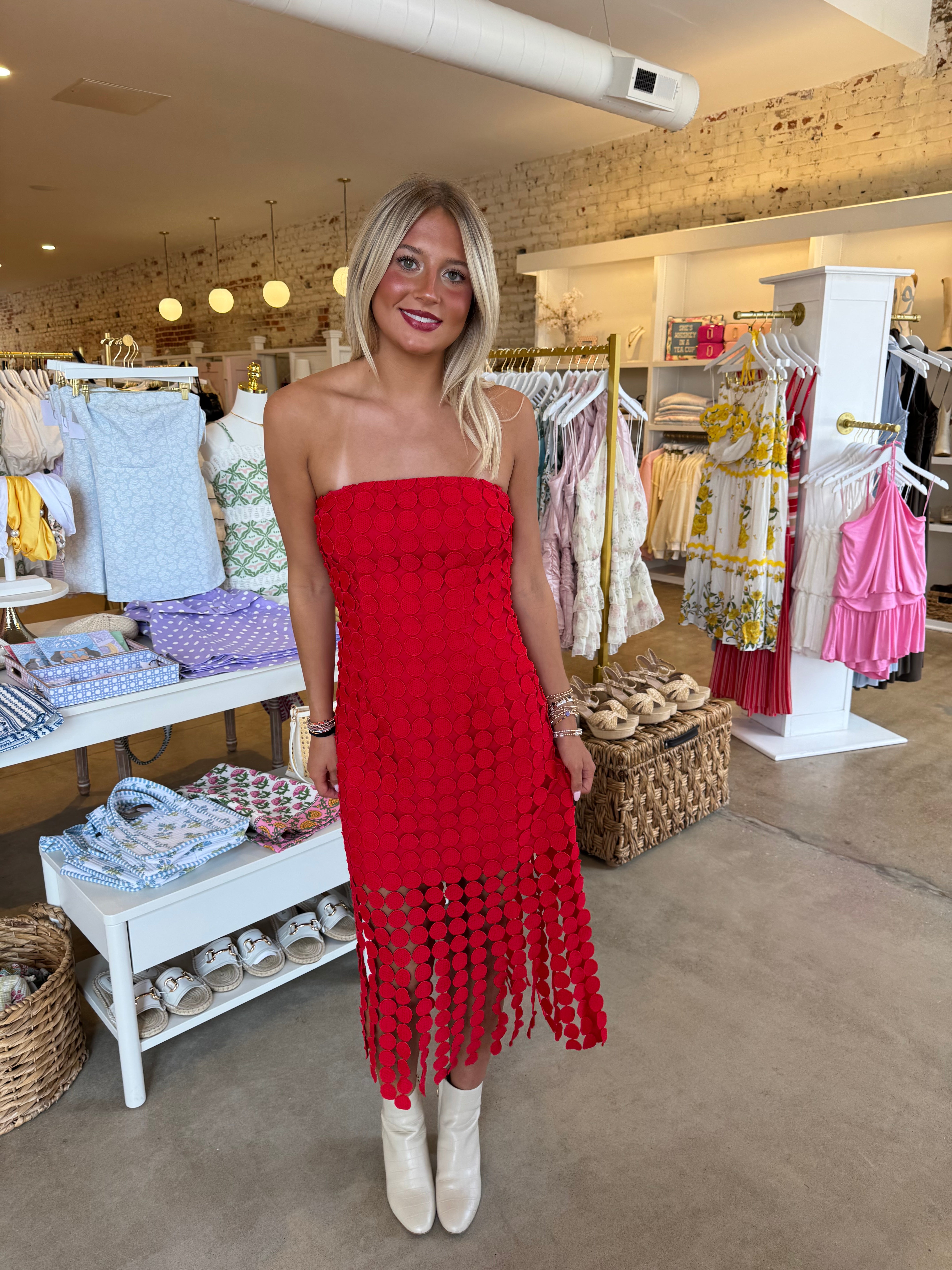 Sun Goes Down Midi Dress - Red