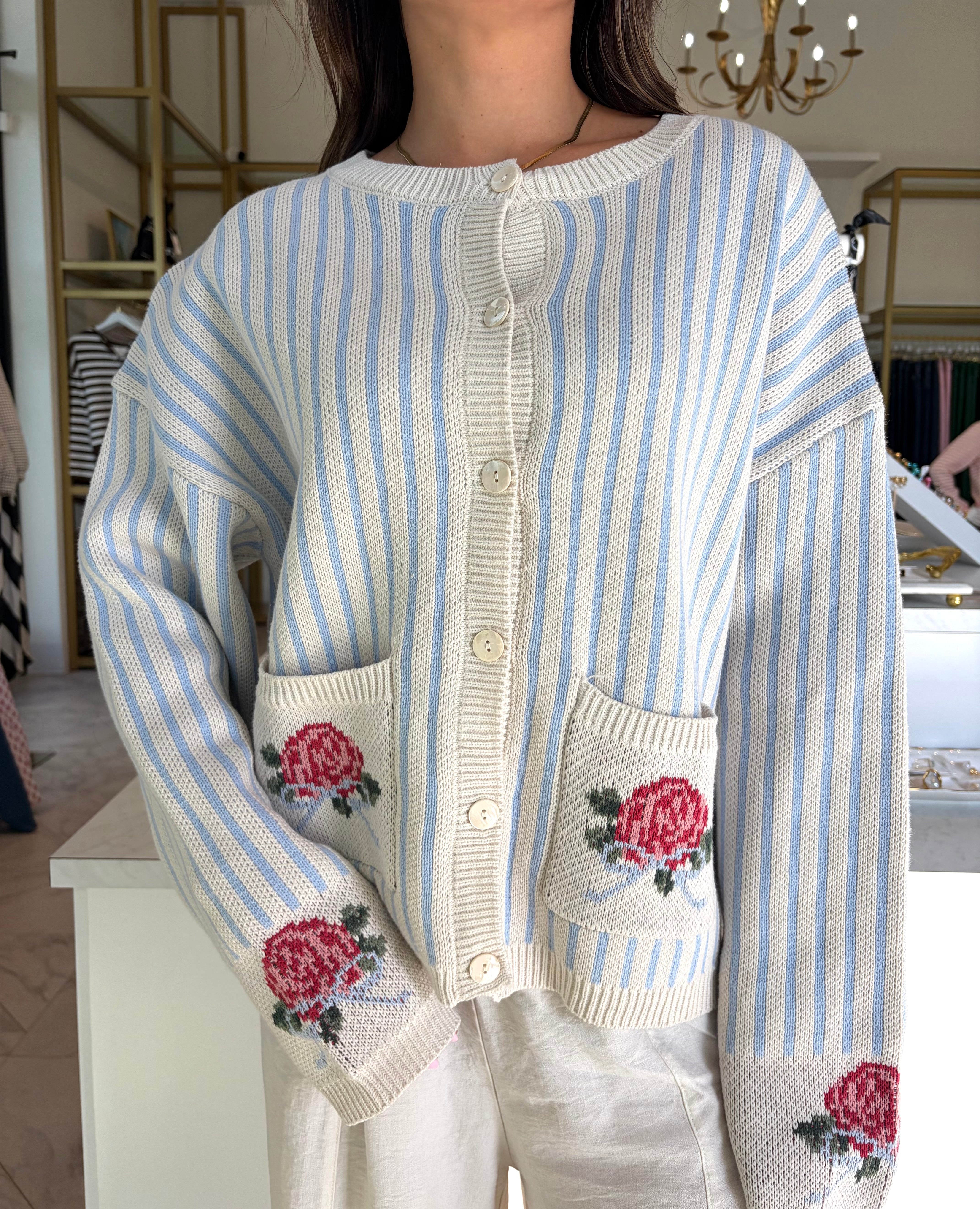 Cousins Beach Sweater Cardigan - Blue