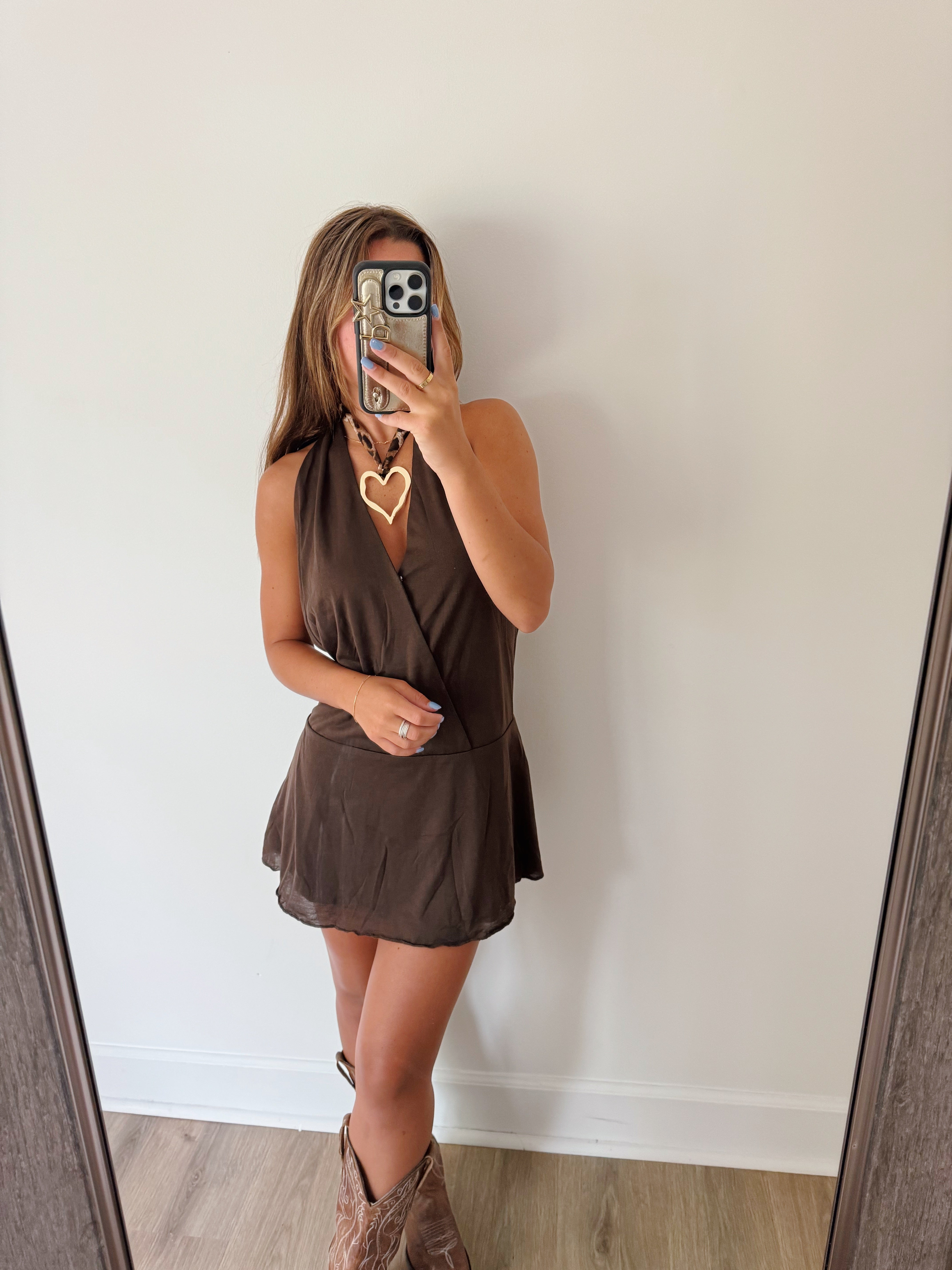 A Night to Remember Mini Dress - Brown