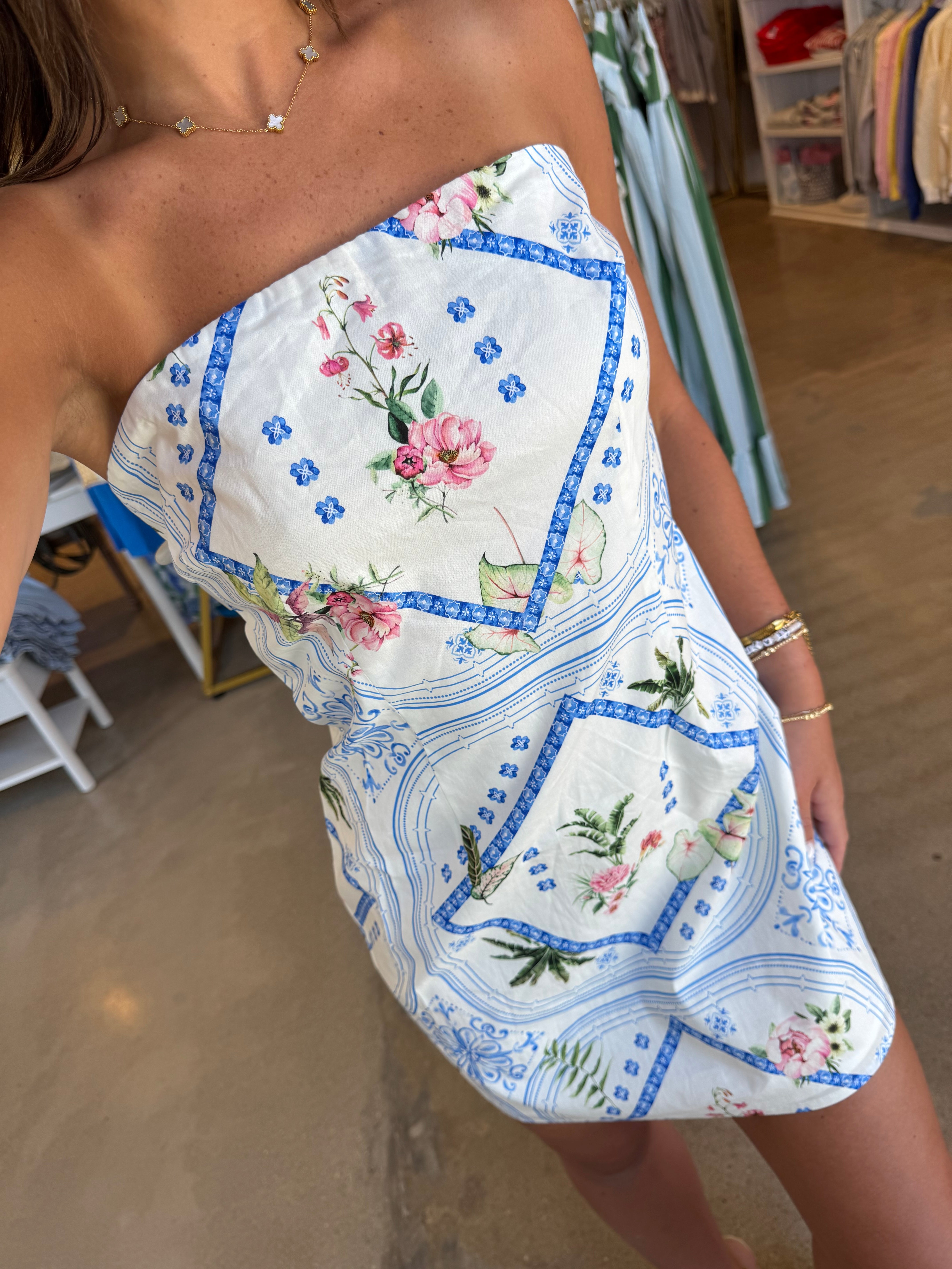 Turks & Caicos Mini Dress - Blue Multi