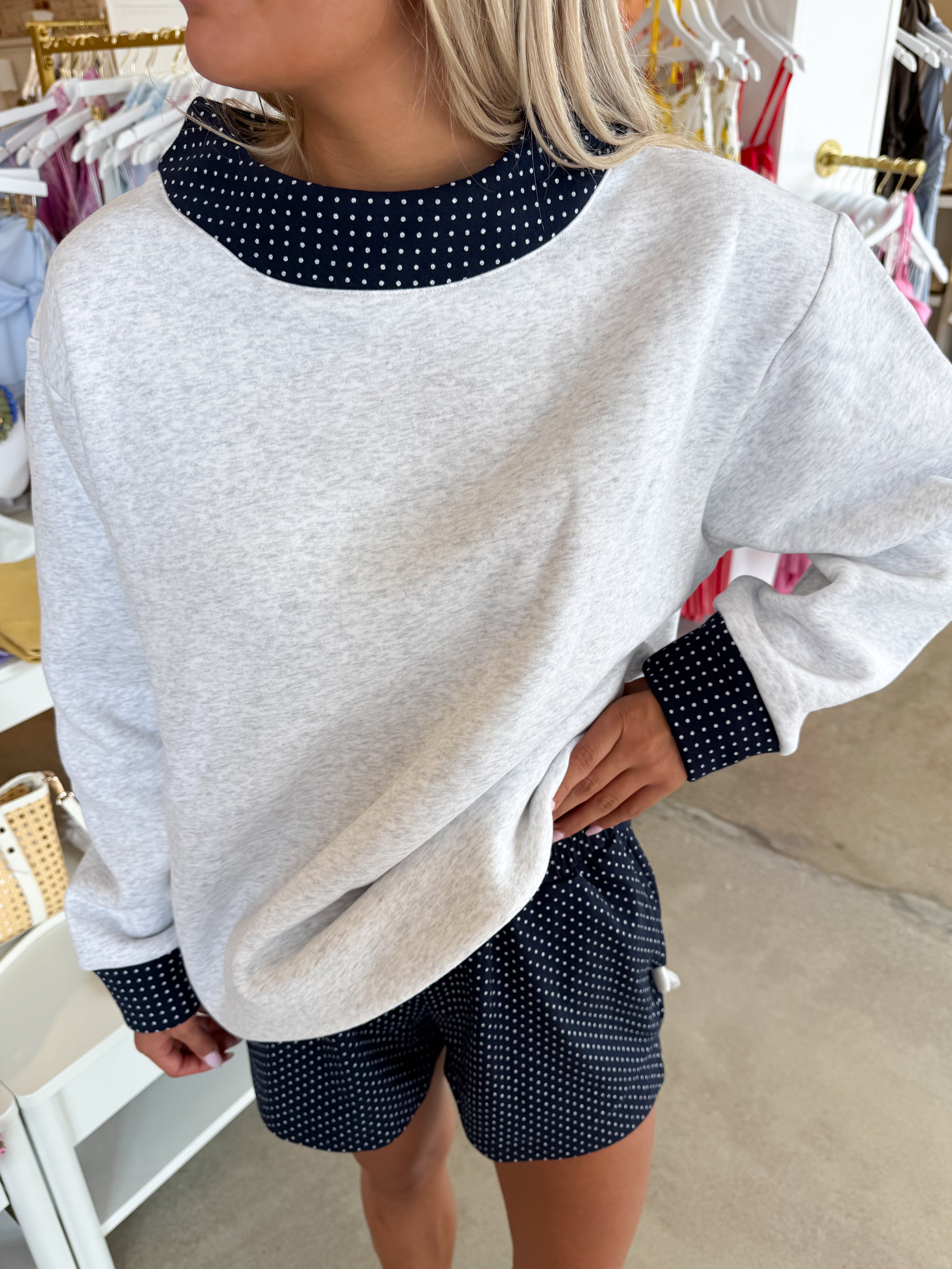 Navy Blue Polka Dot Lounge Shorts