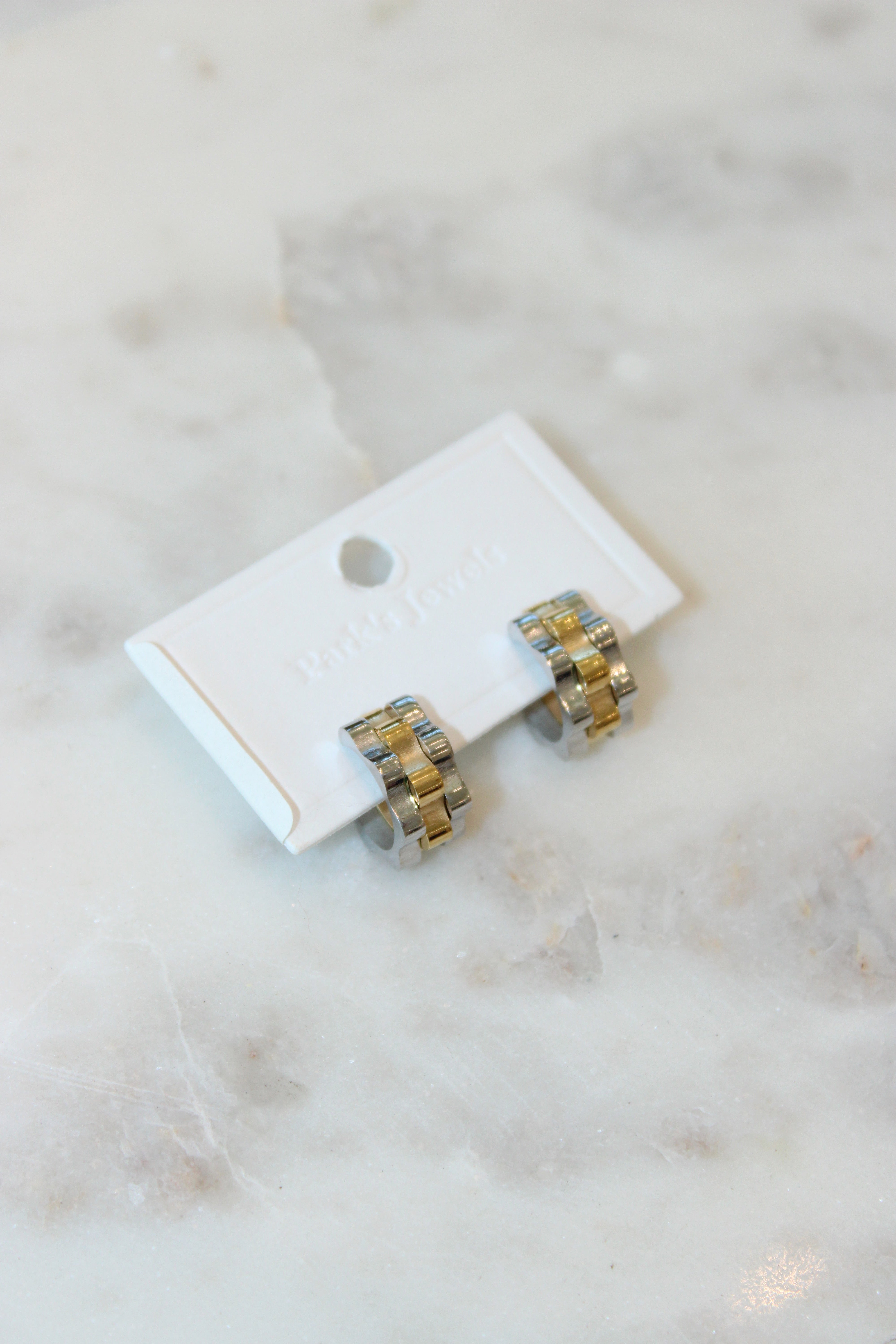 Small Rolly Two Toned Hoop Earrings