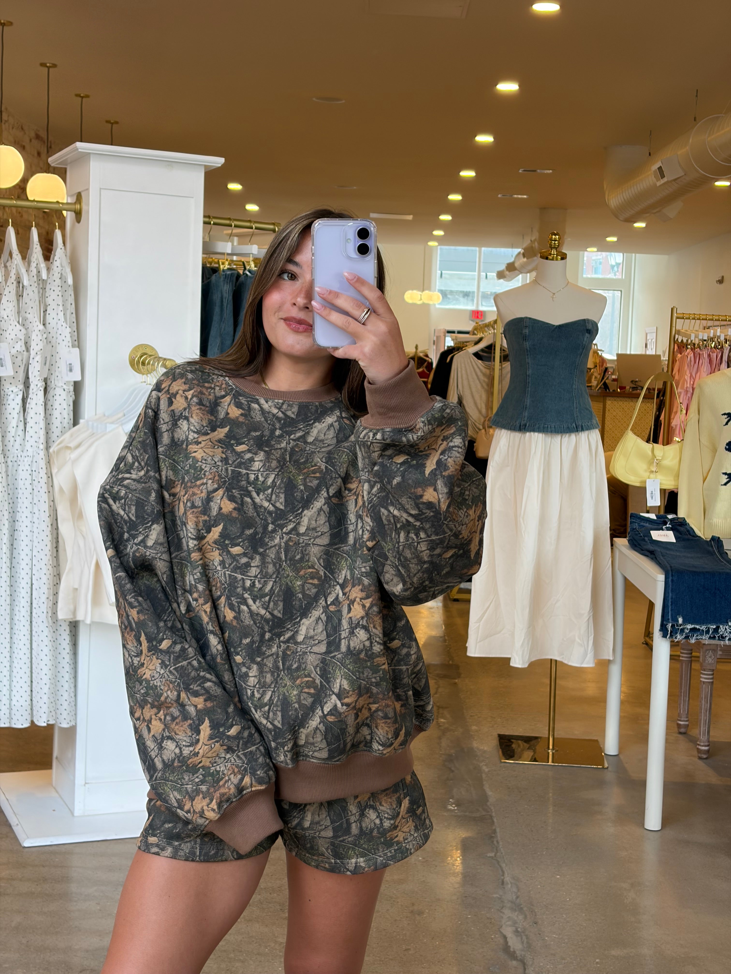 Dark Woodland Lounge Fleece Sweatshirt - Camo