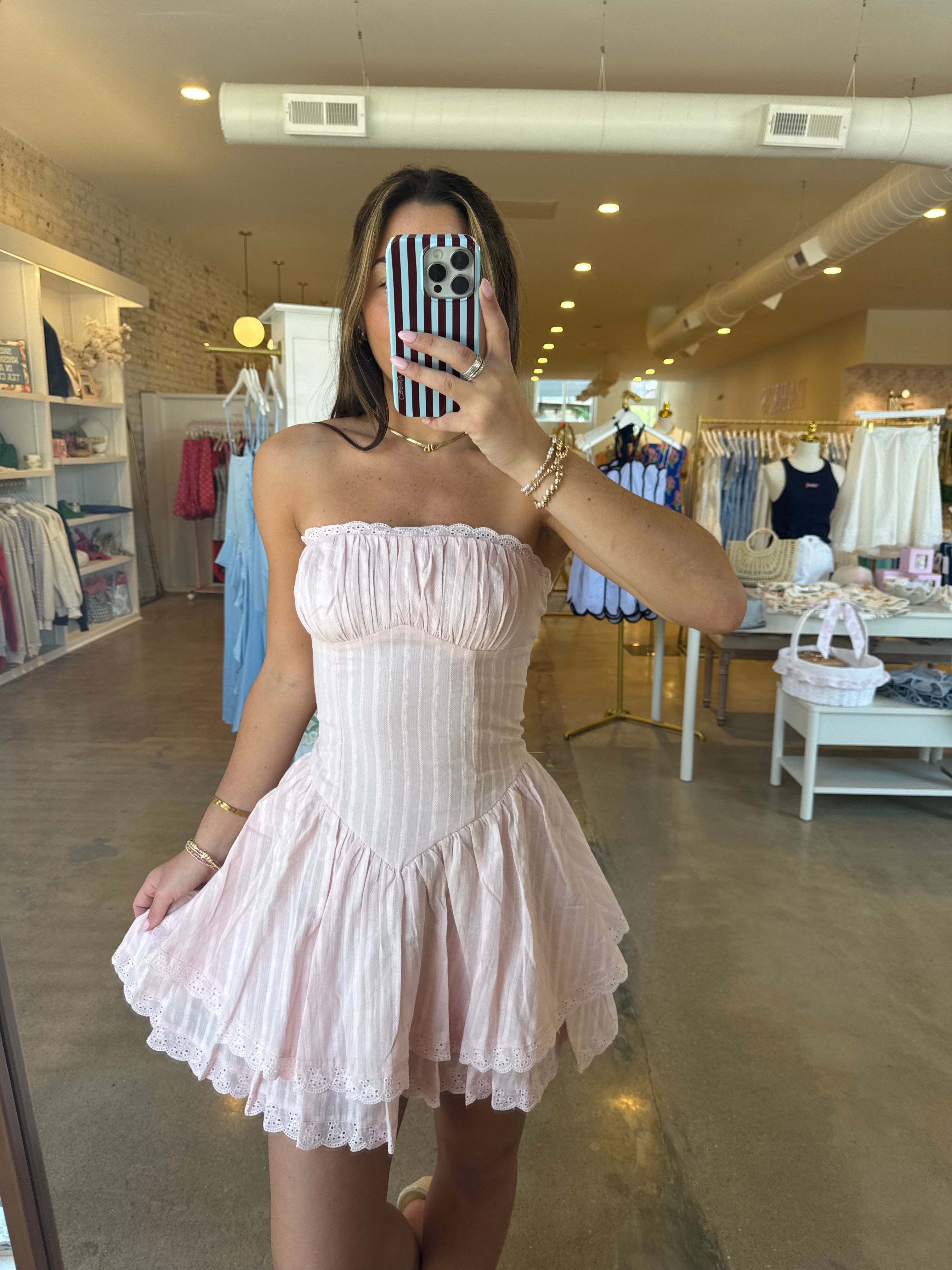 Bells And Whistles Lace Mini Dress - Pink