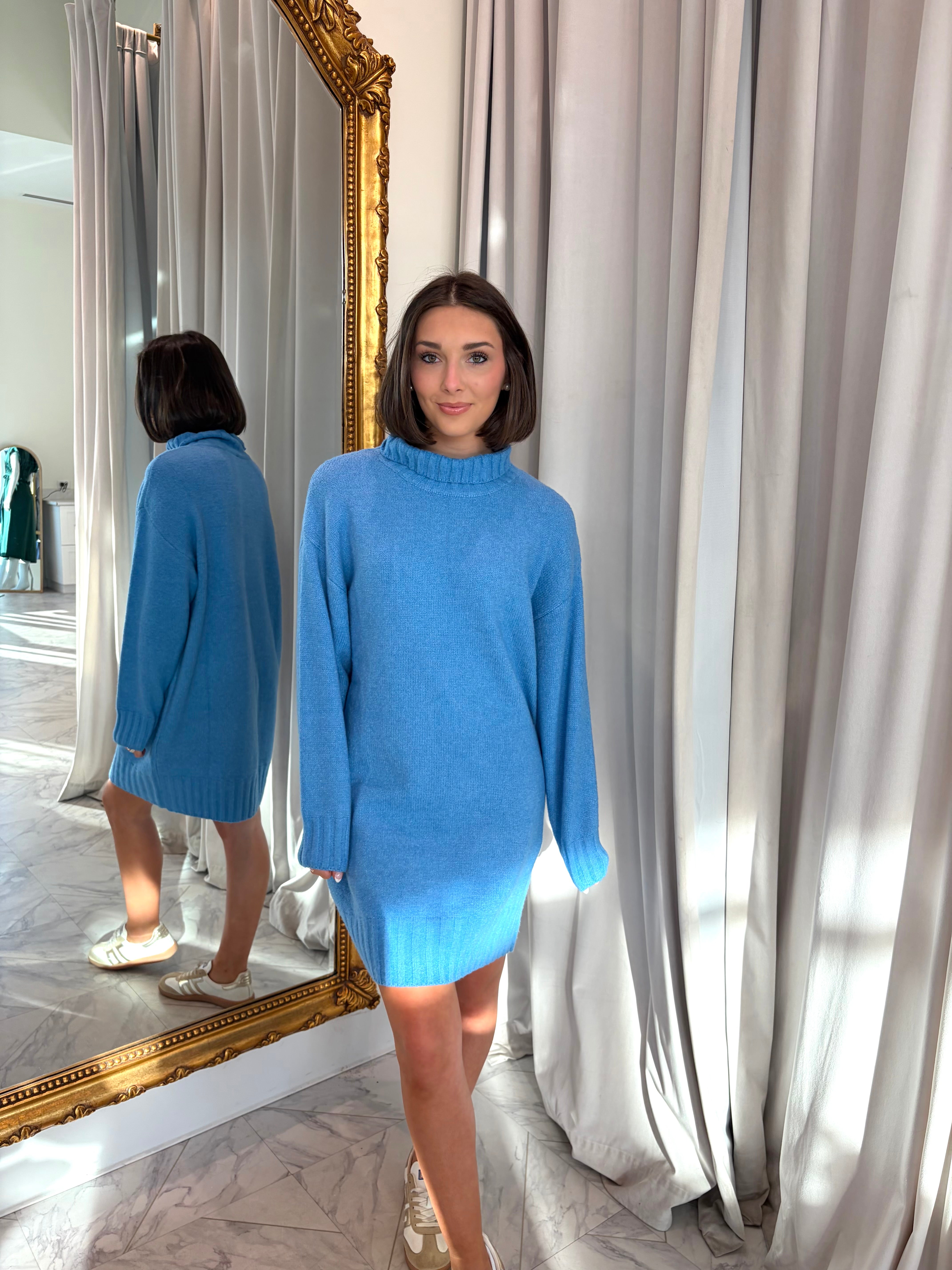 Feel The Rhythm Sweater Dress - Blue