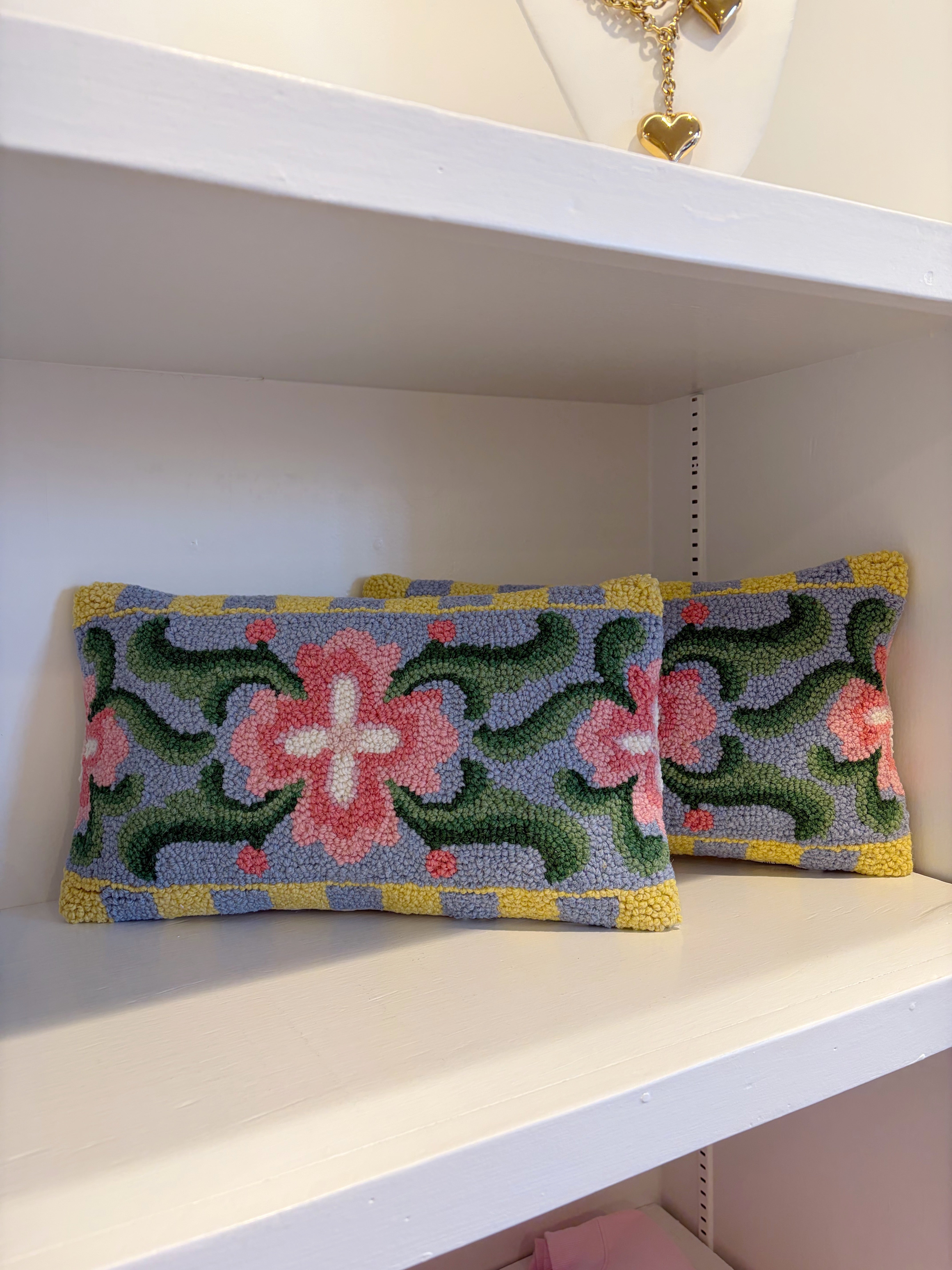 Vintage Floral Tile Lumber Needle Point Pillow