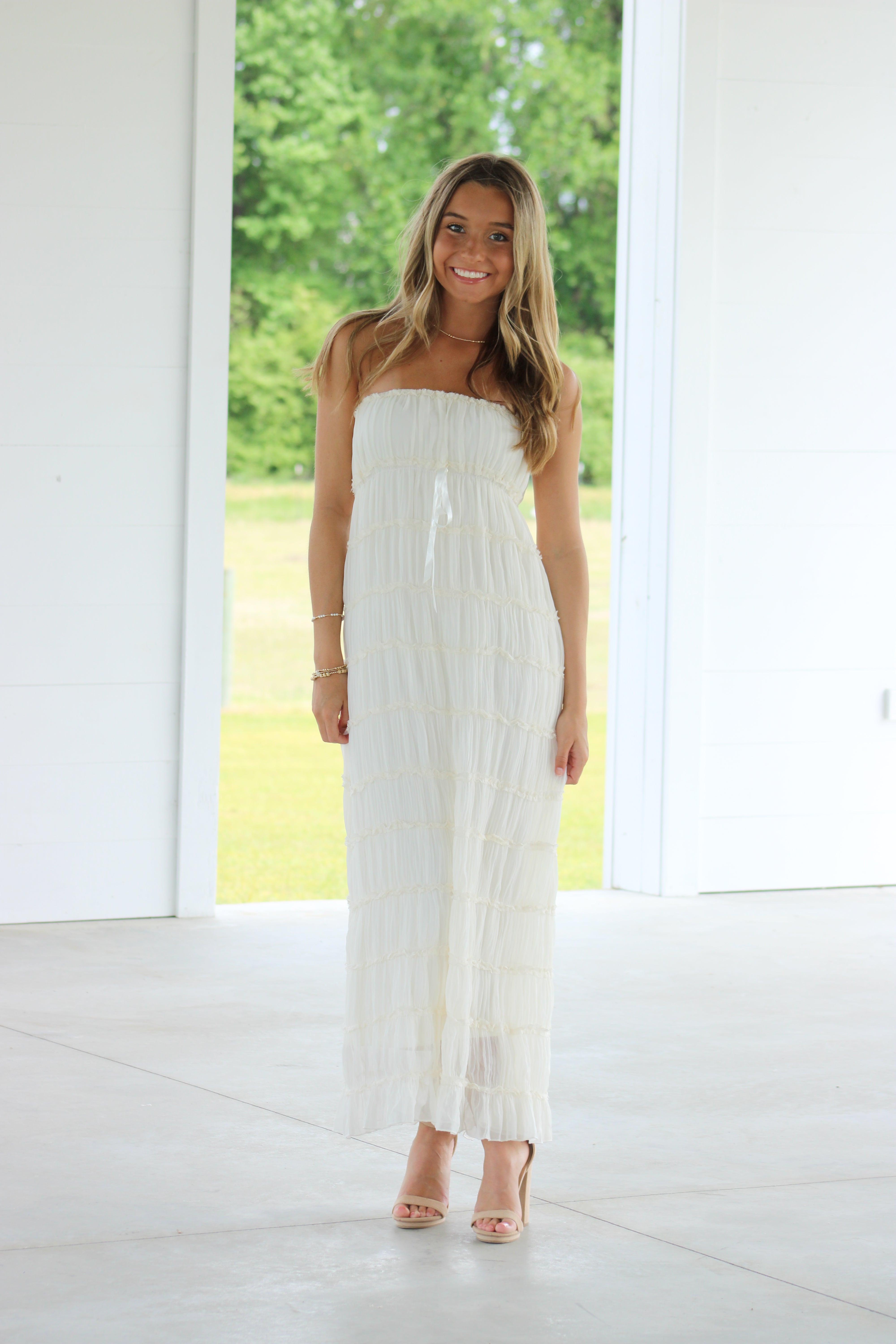 Broken Promises Midi Dress - White