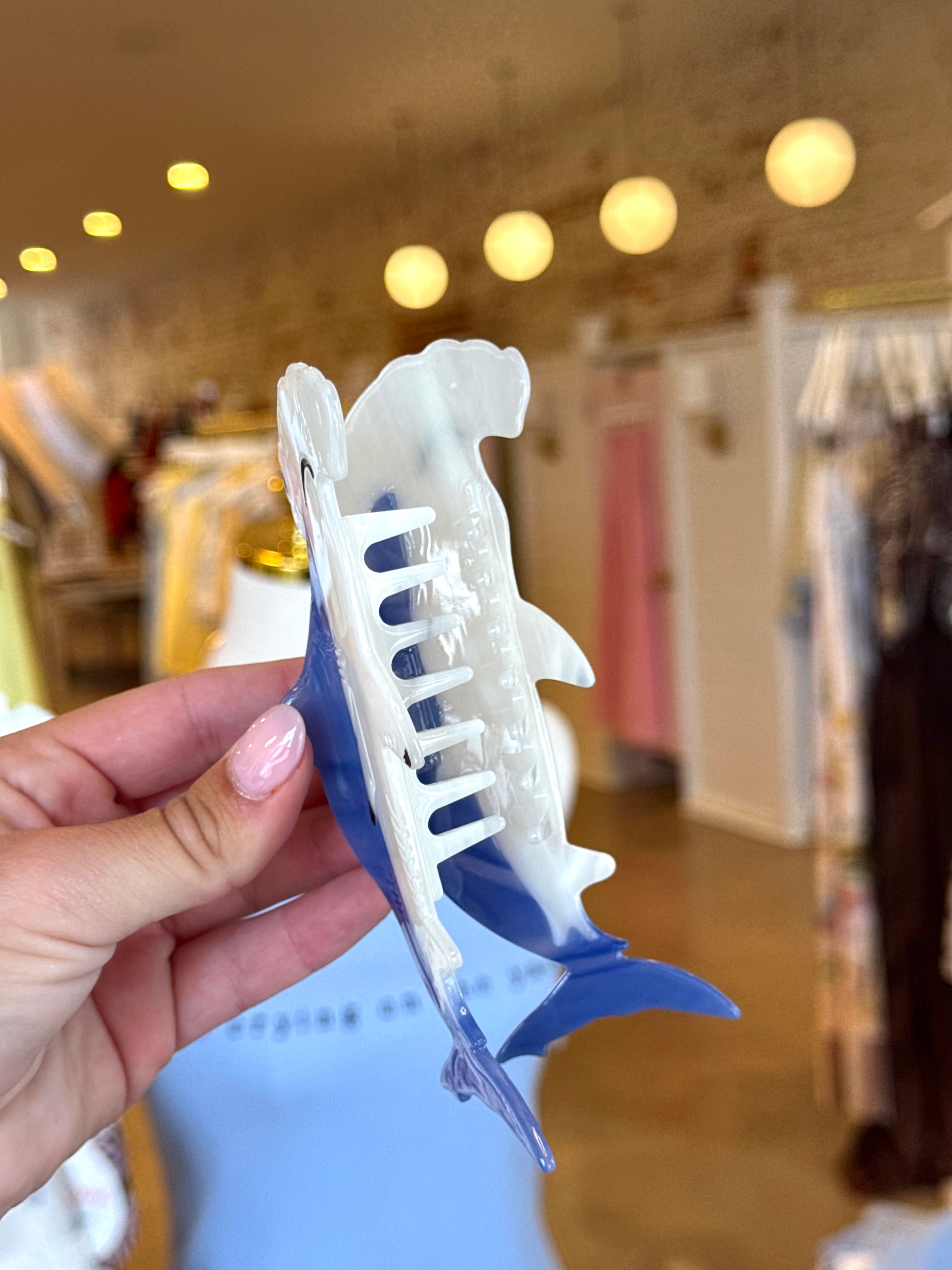Hammerhead Shark Hair Claw - Blue