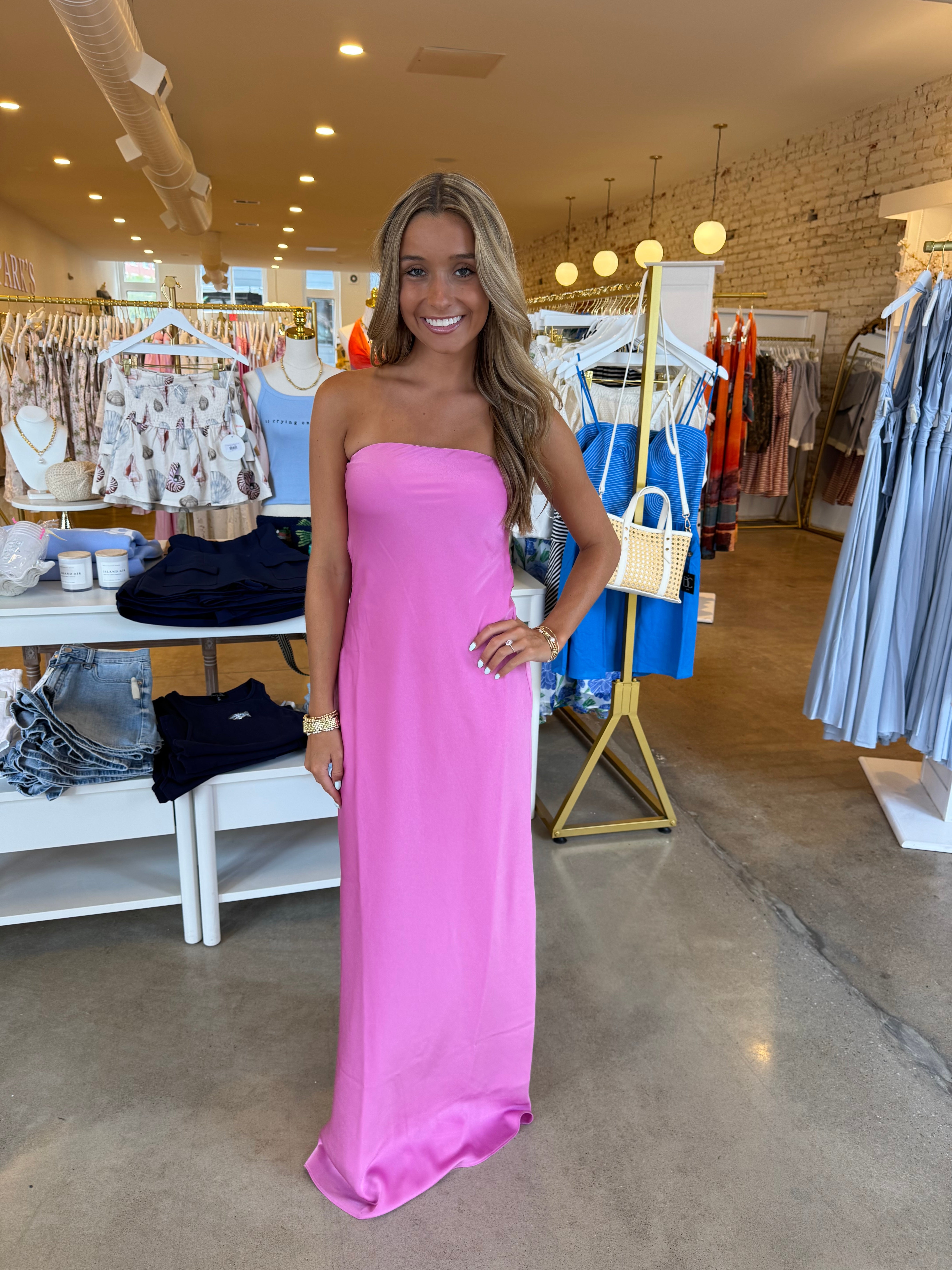 Summer Fling Satin Formal Dress - Pink