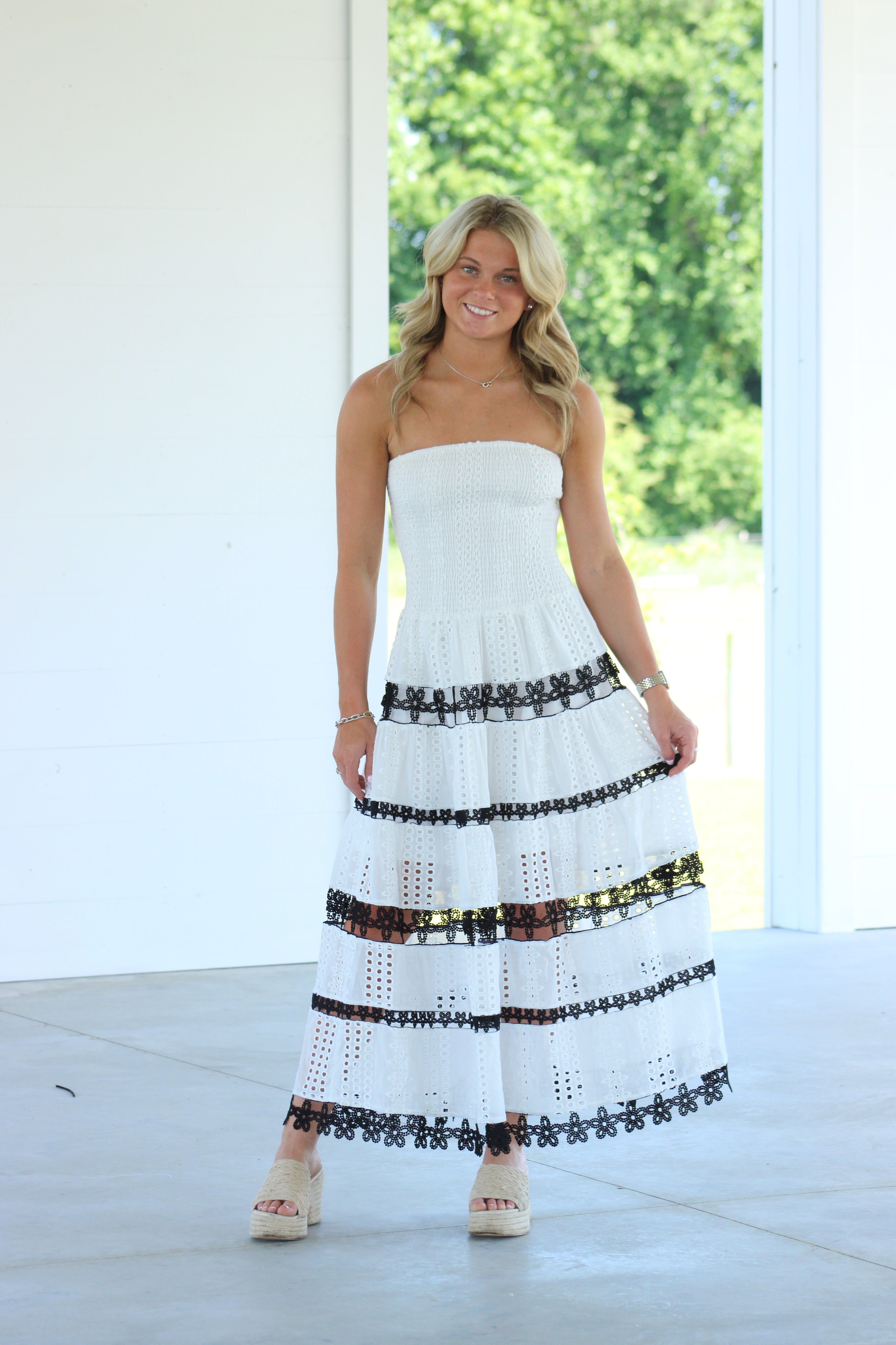 Amy Midi Dress - Black & White