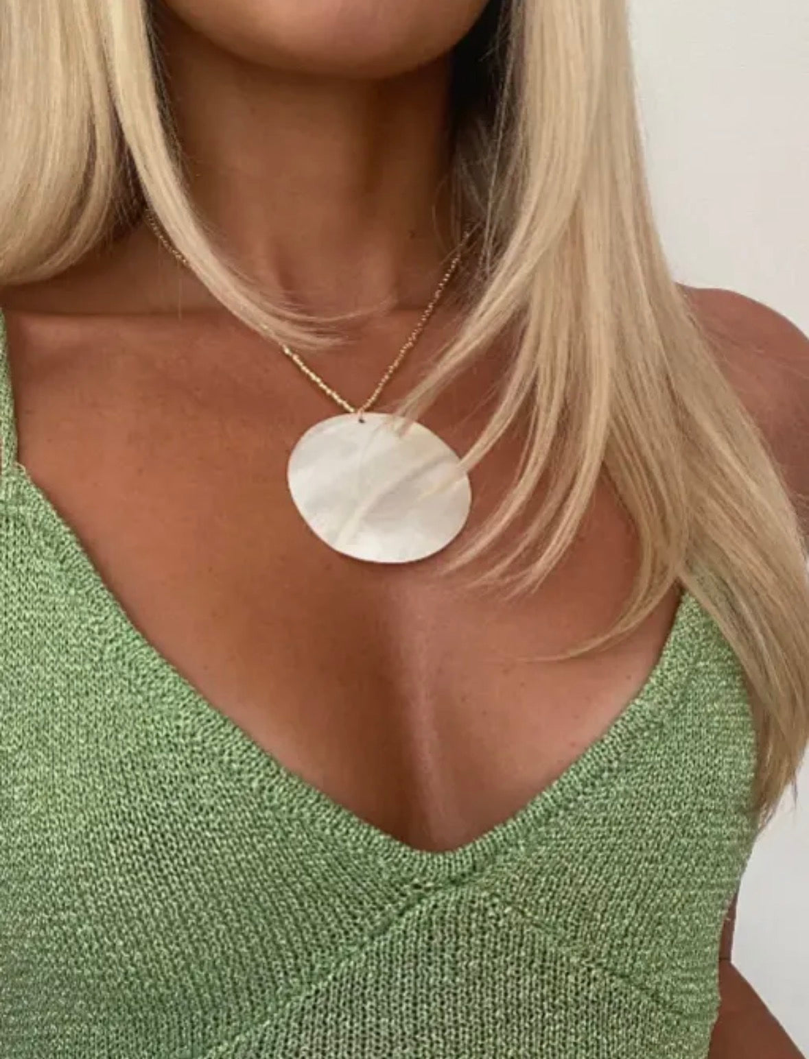 Mother of Pearl Disc Necklace