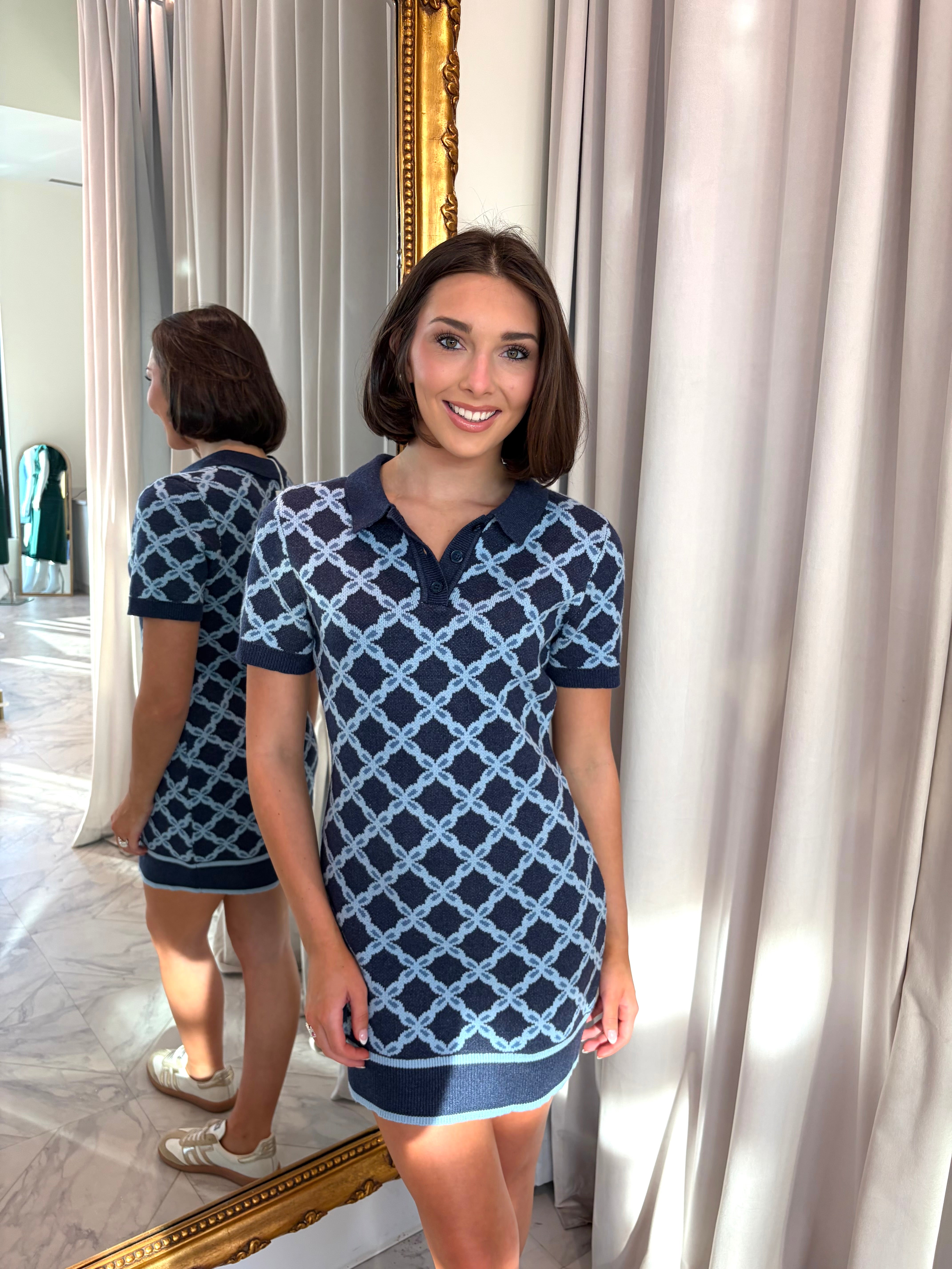 Joyce Sweater Dress - Blue Multi