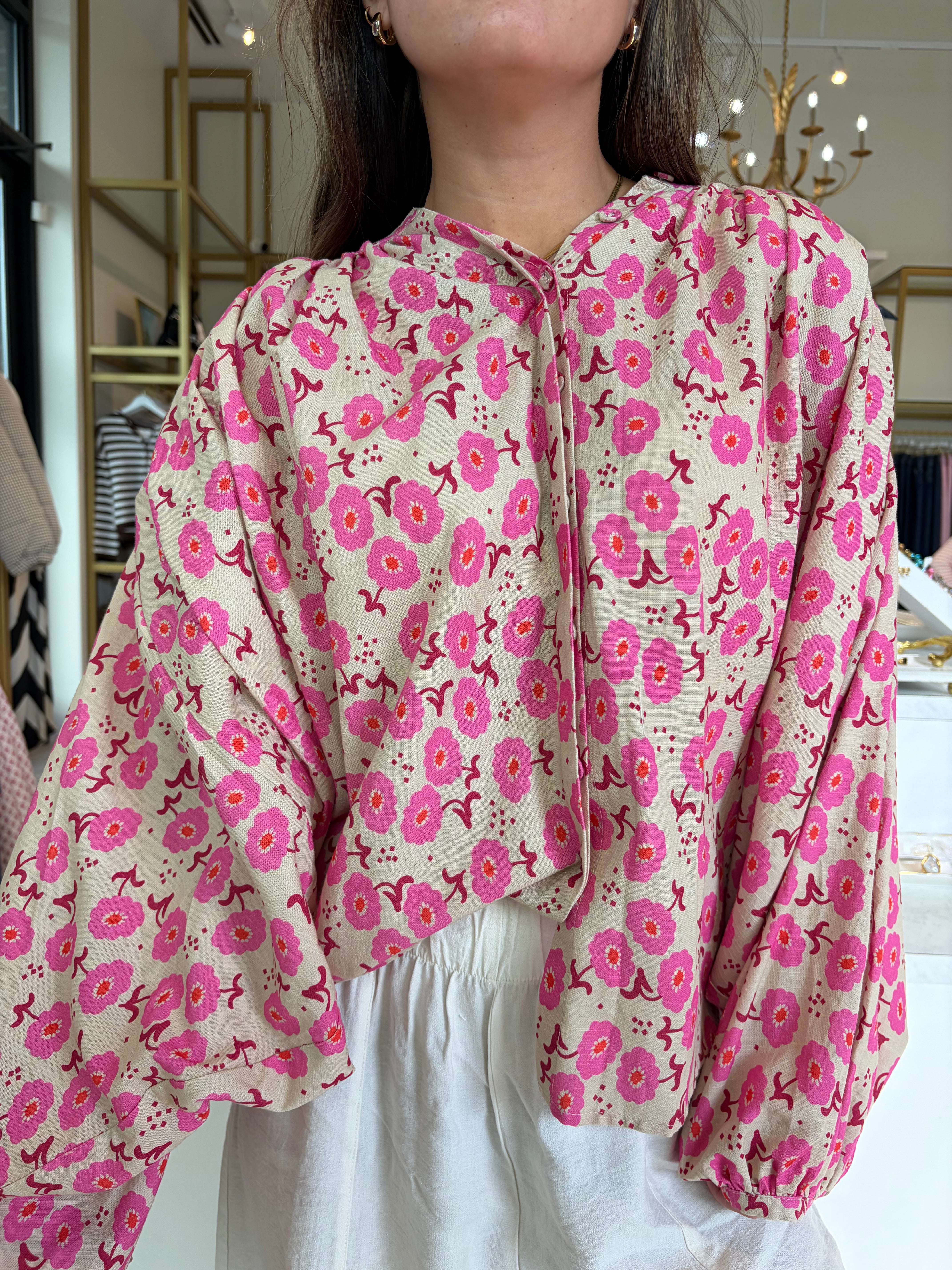 Southern Charm Wide-Fit Blouse - Pink