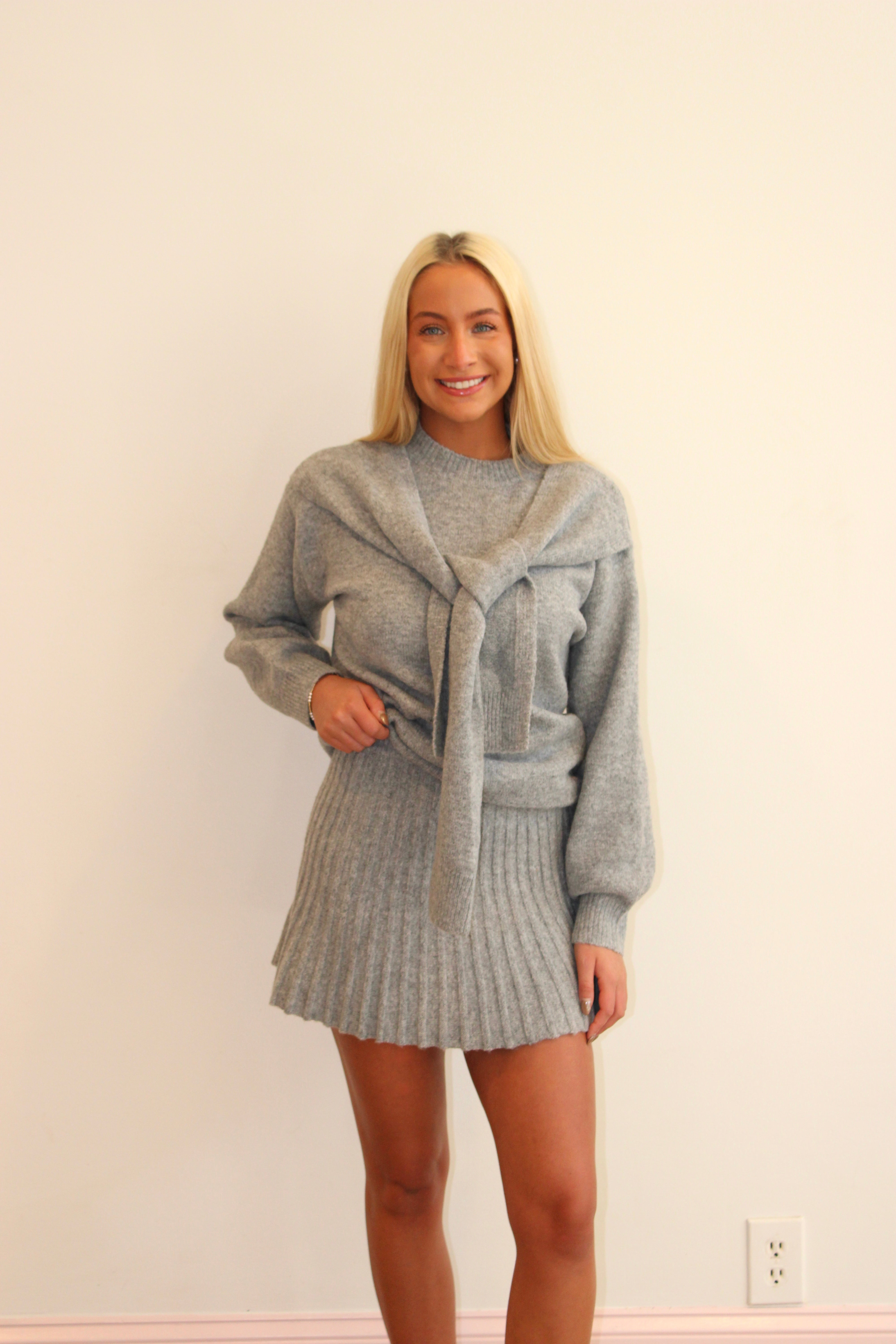 Gabrielle Sweater & Skirt Set - Grey
