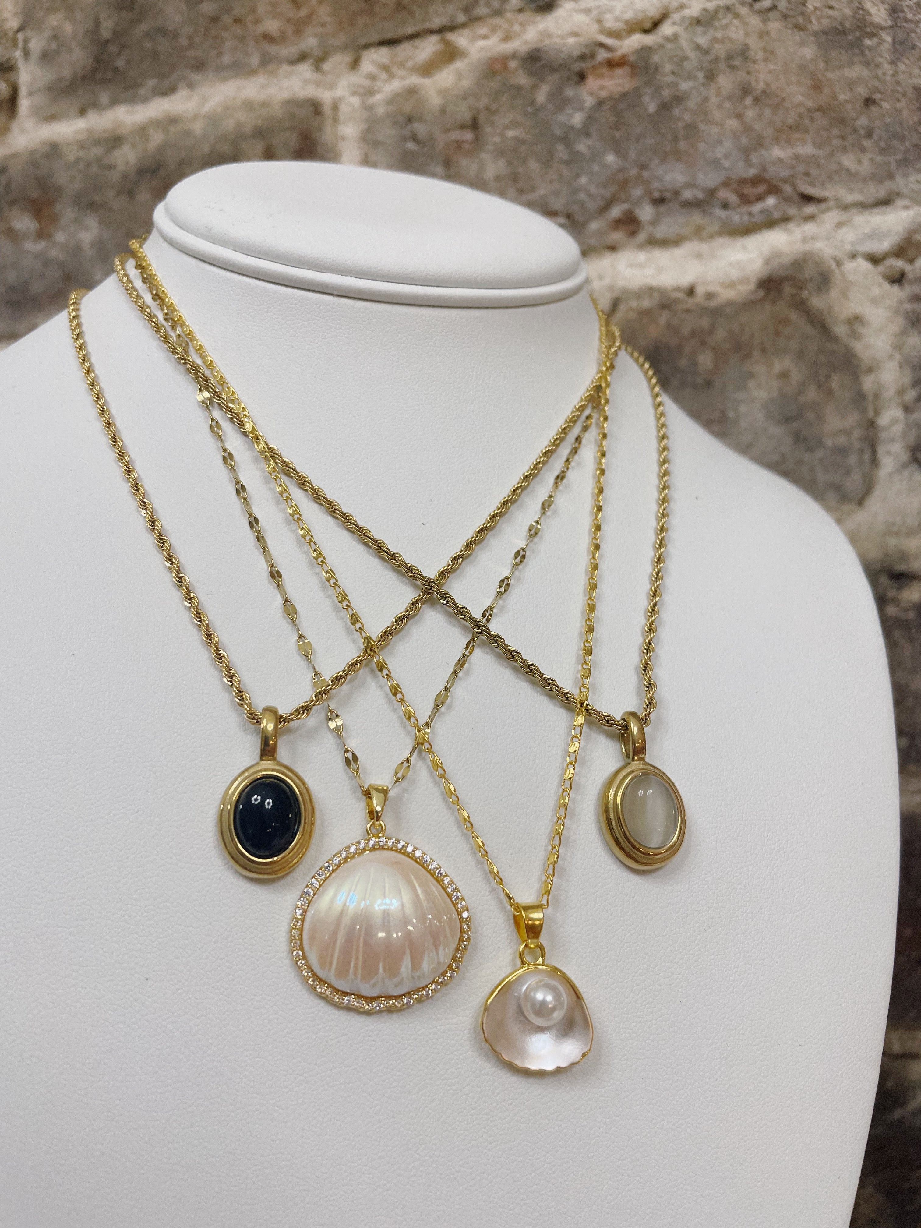 Coastal Shell Necklace - Gold - Water Resistant
