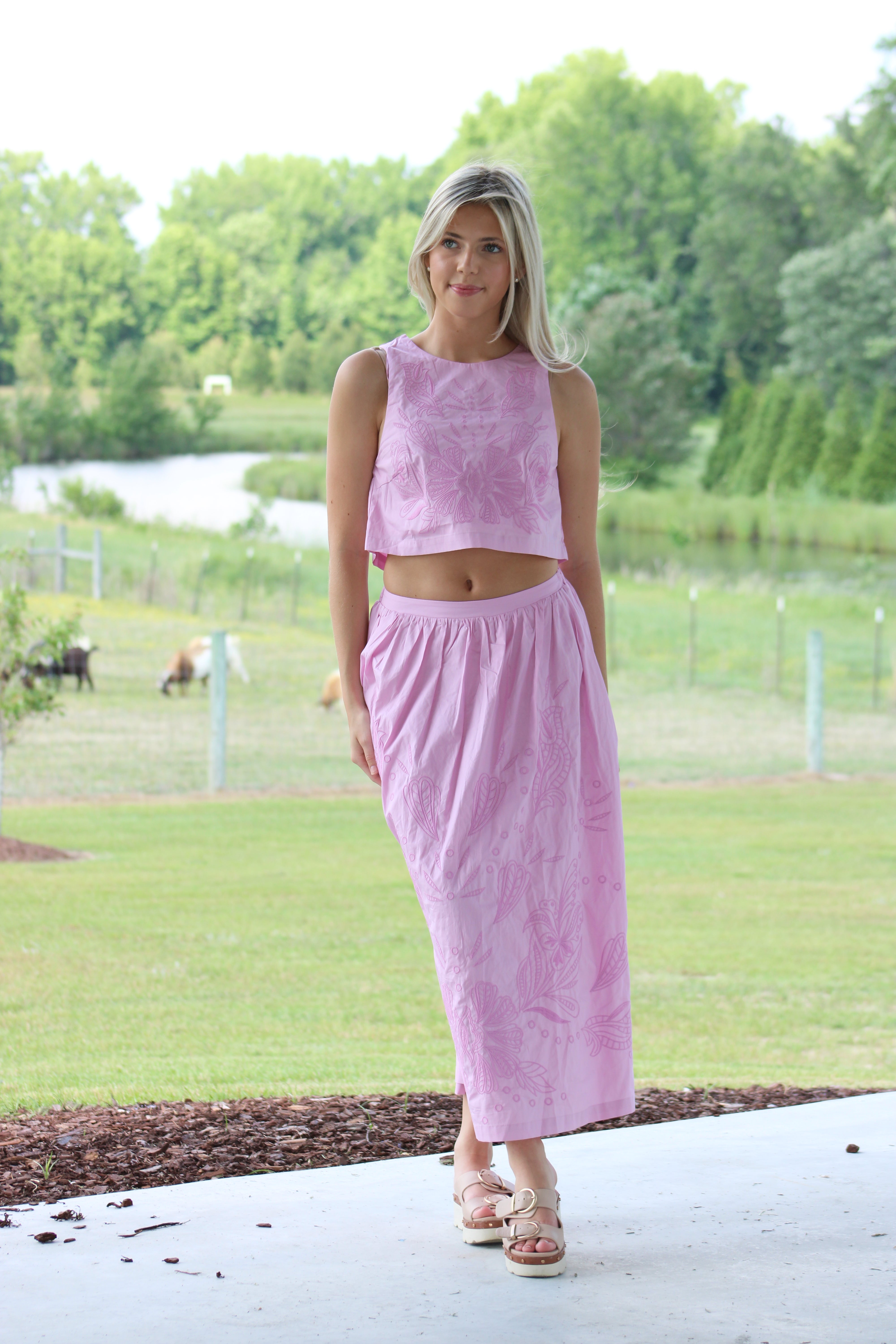 Catherine Midi Skirt Set - Pink Lavender