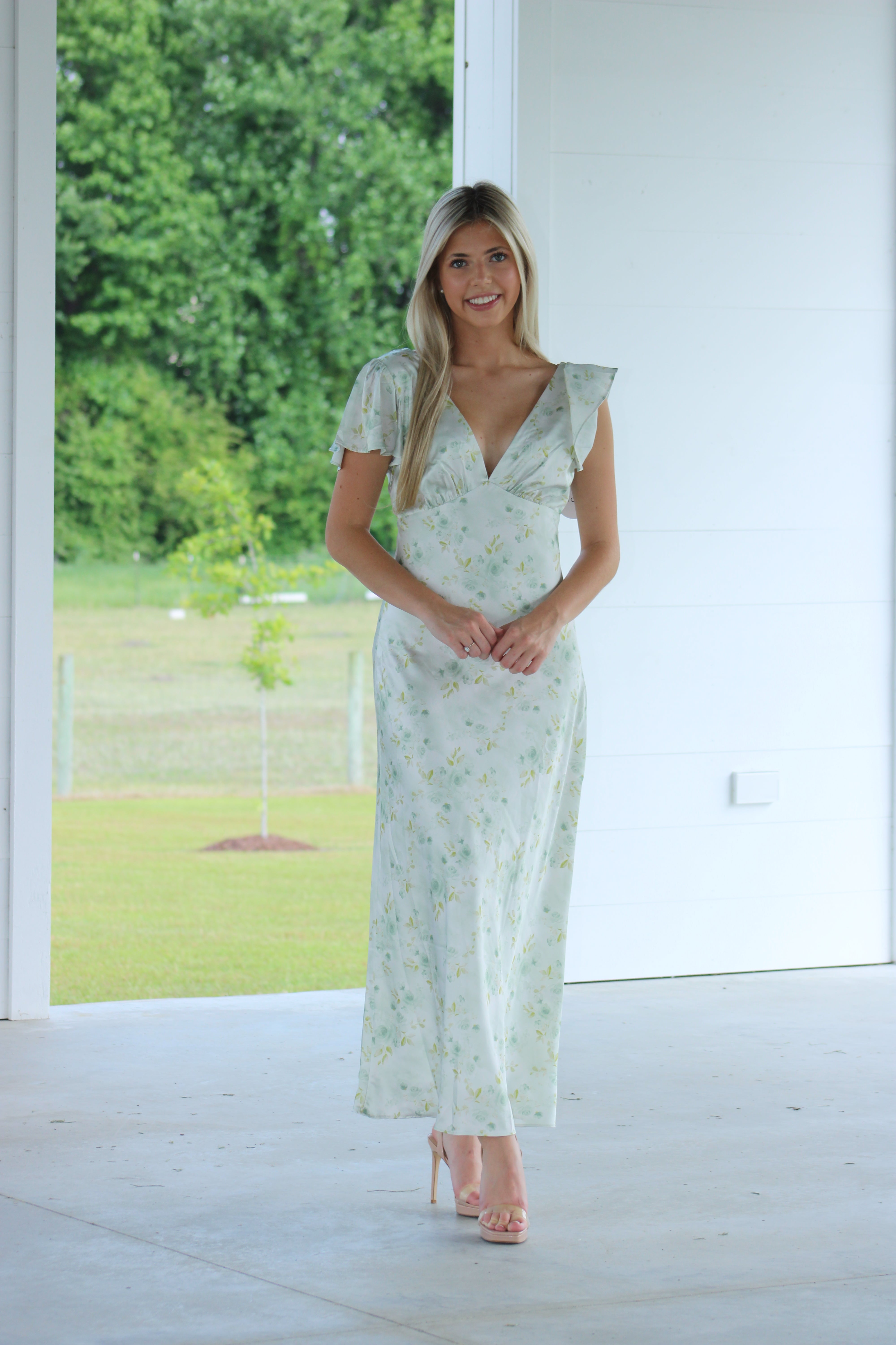 Sophie Midi Dress - Green Floral
