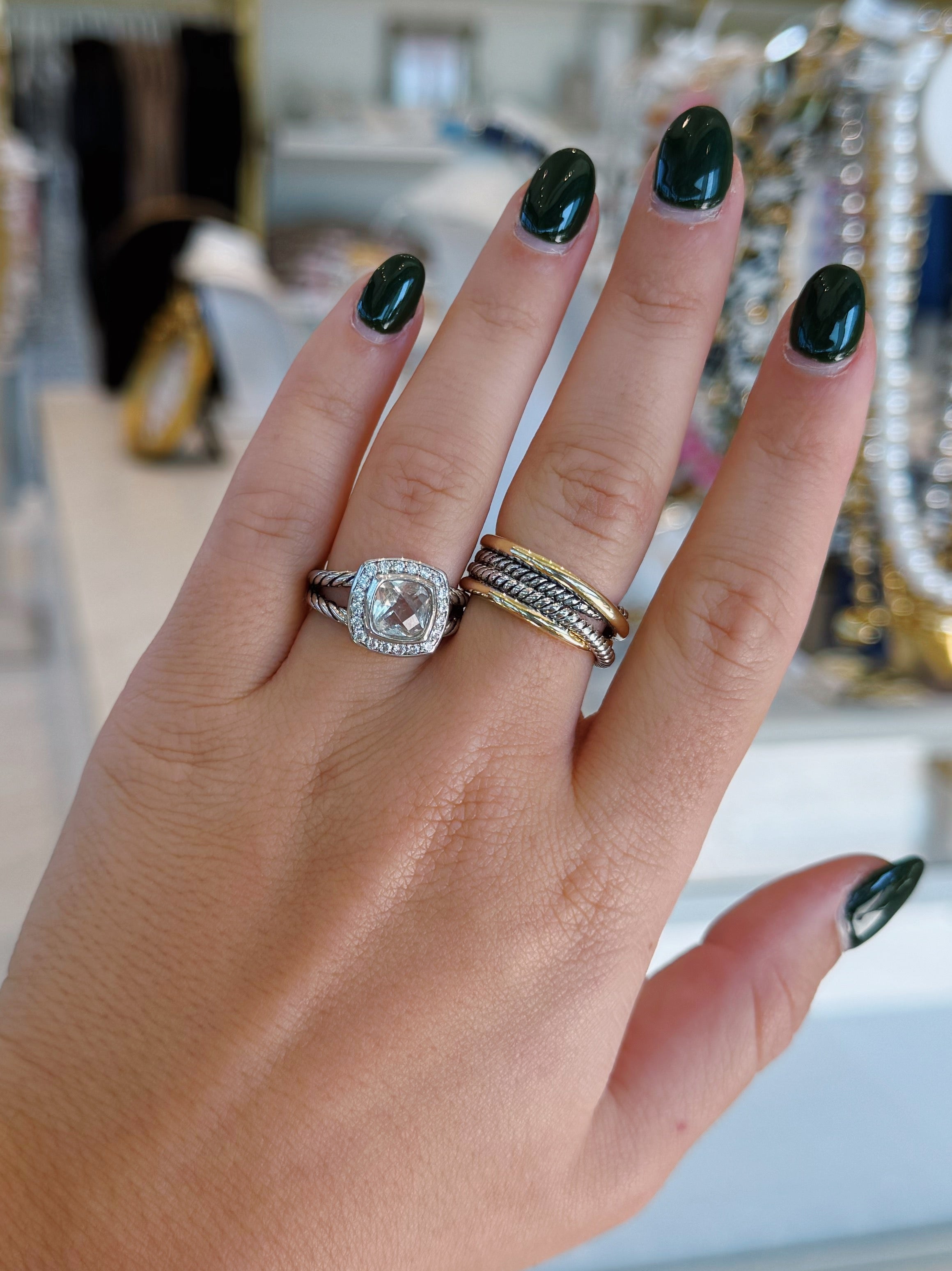 Clear Stone Wire Ring